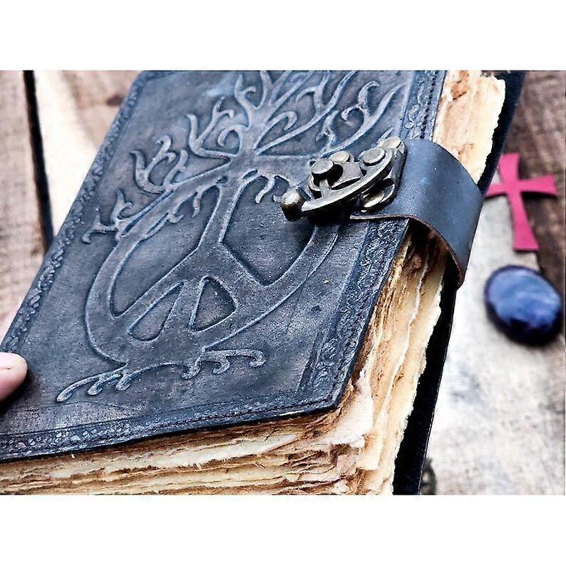 Handmade leather journal Scroll Ouroboros Journal Circle of Transmutation Book For men women Traveling blank spell book of shadows Sketchboo