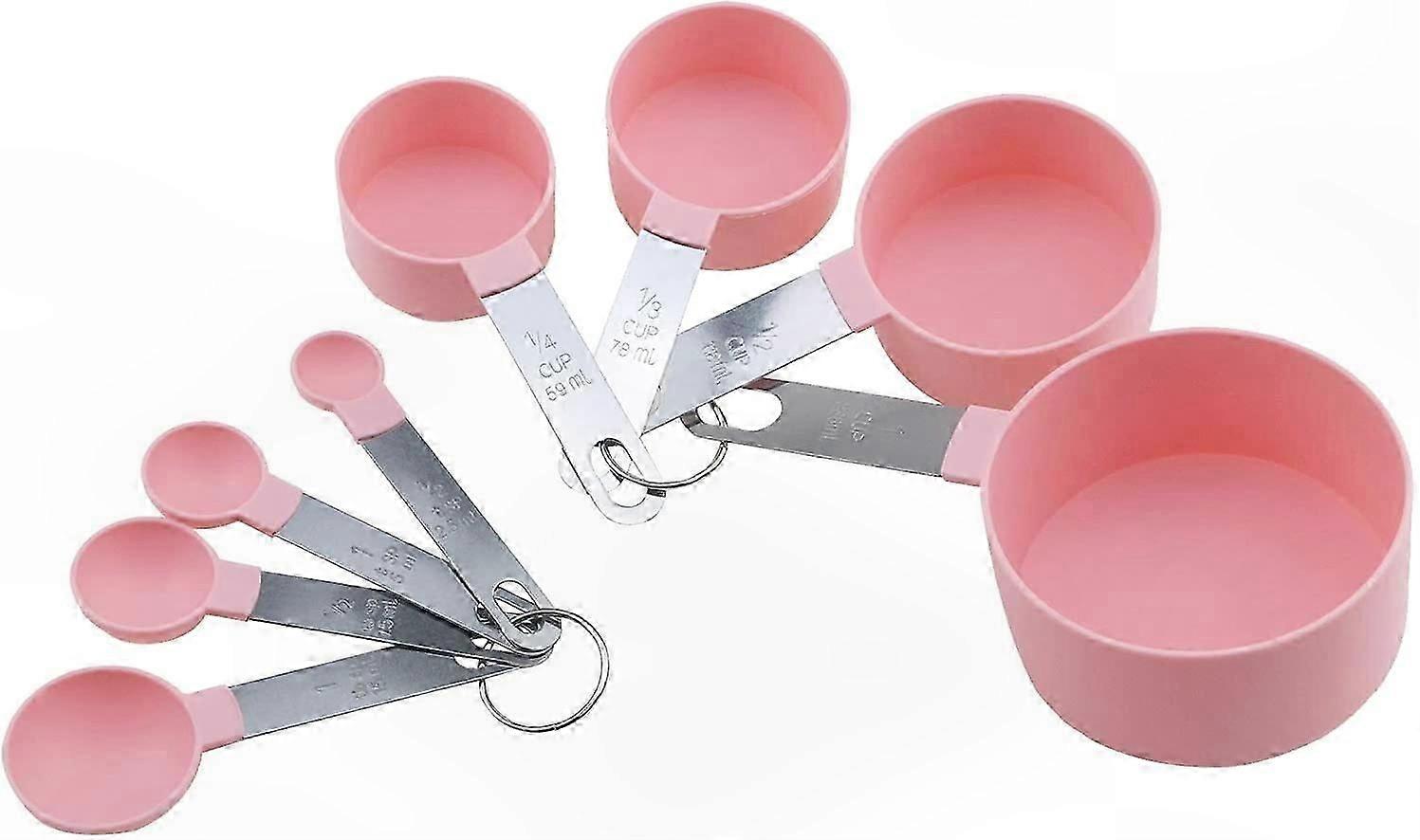 8-Piece Pink Measuring Cup Set for Kitchen Use
