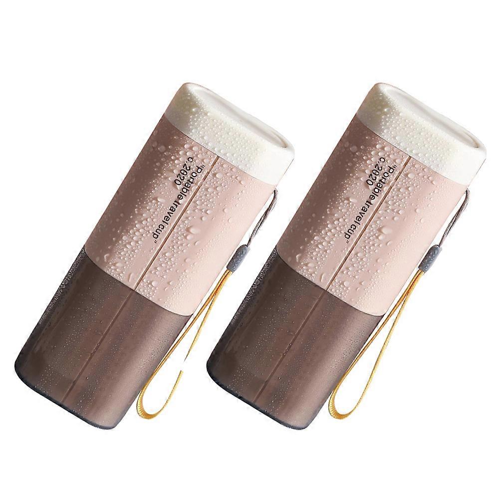 Lightweight Travel Toothbrush Cup 2Set Pink Durable Design For Adult Use On Business Trips