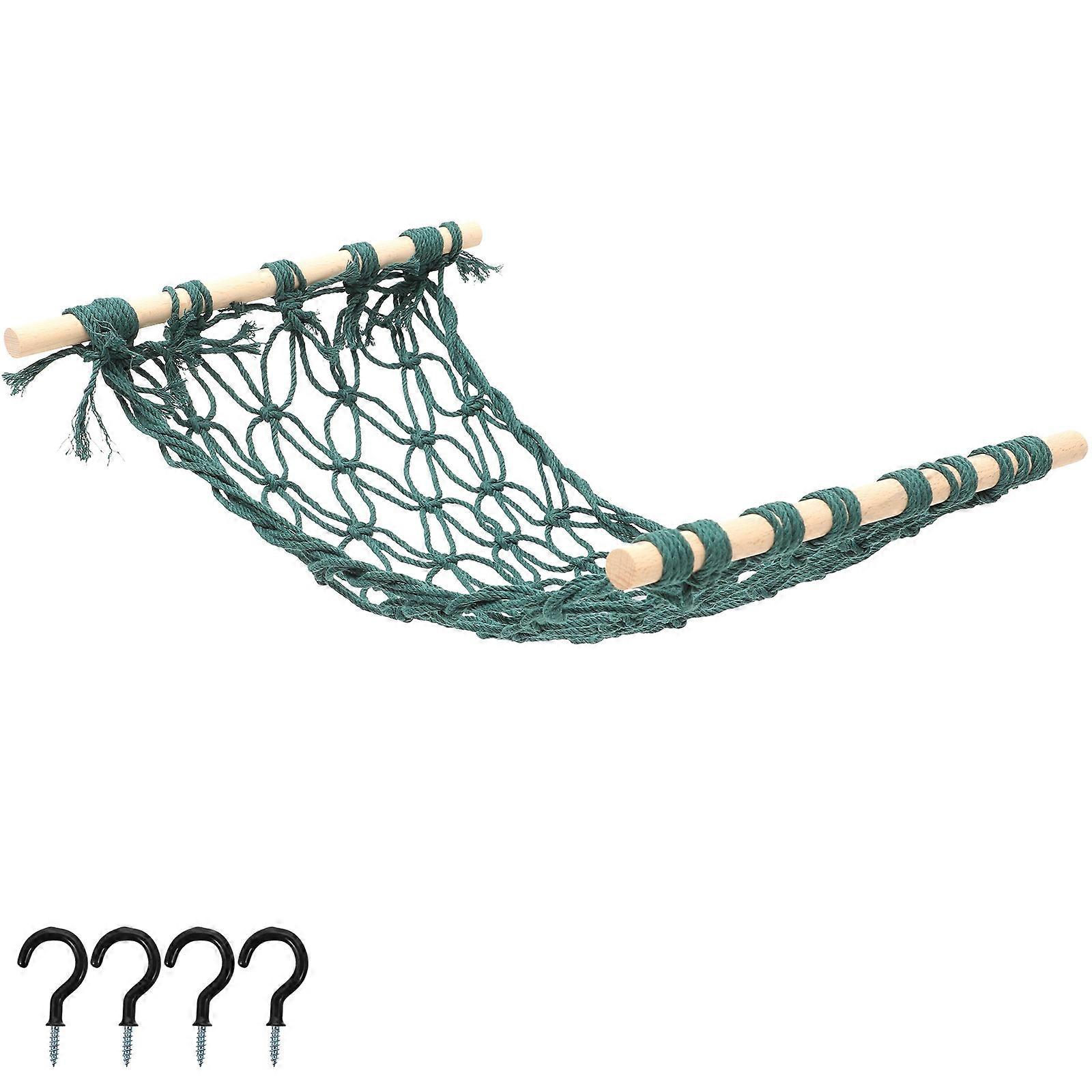 Fruit Hammock for Kitchen with Cotton Rope and Wood in Green Color Creates Joyful Atmosphere 1 Set