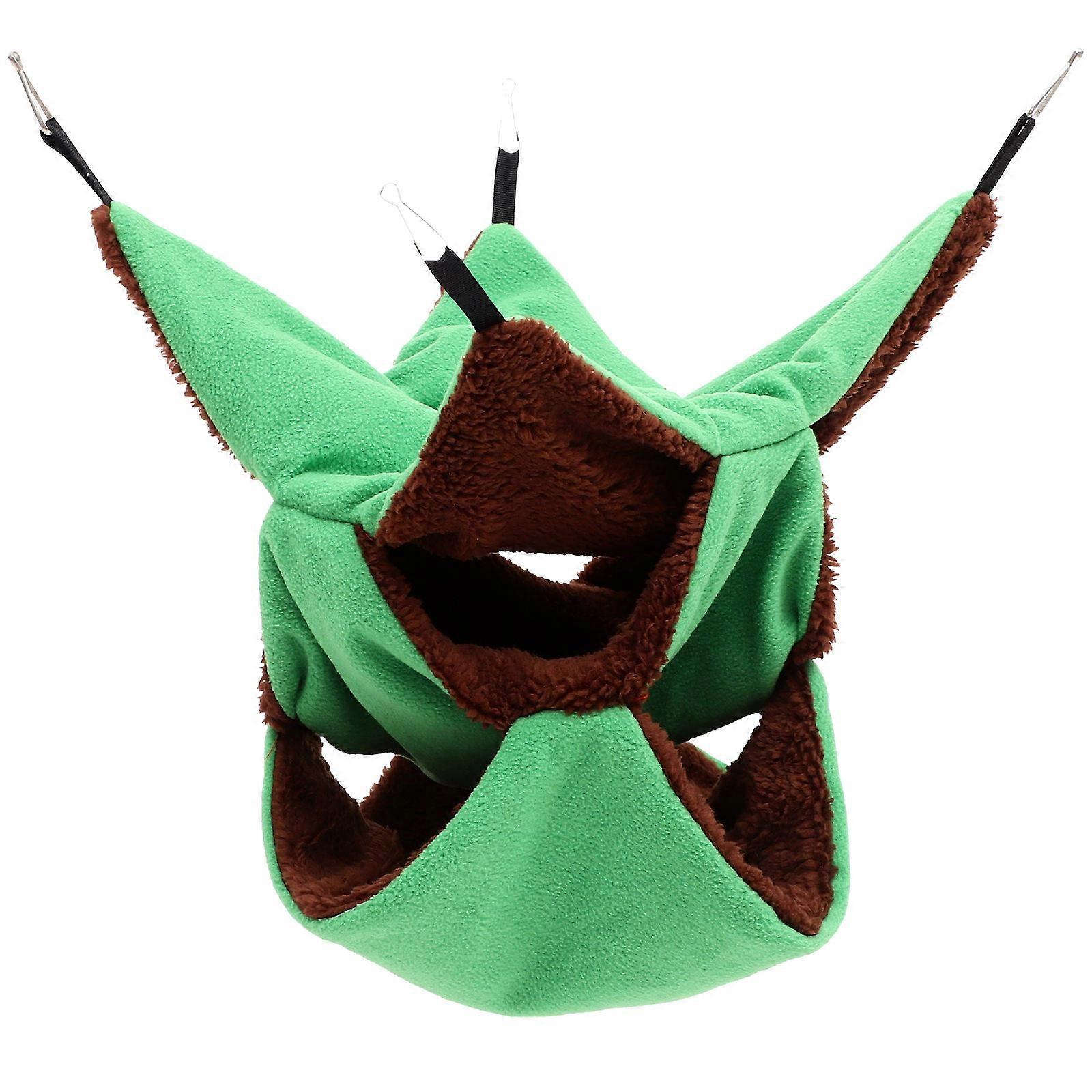 Pet Hammock Bed Multi-layer Chinchilla Hideout Indoor Use Relaxing Cotton Sleeping Area Green 1Set
