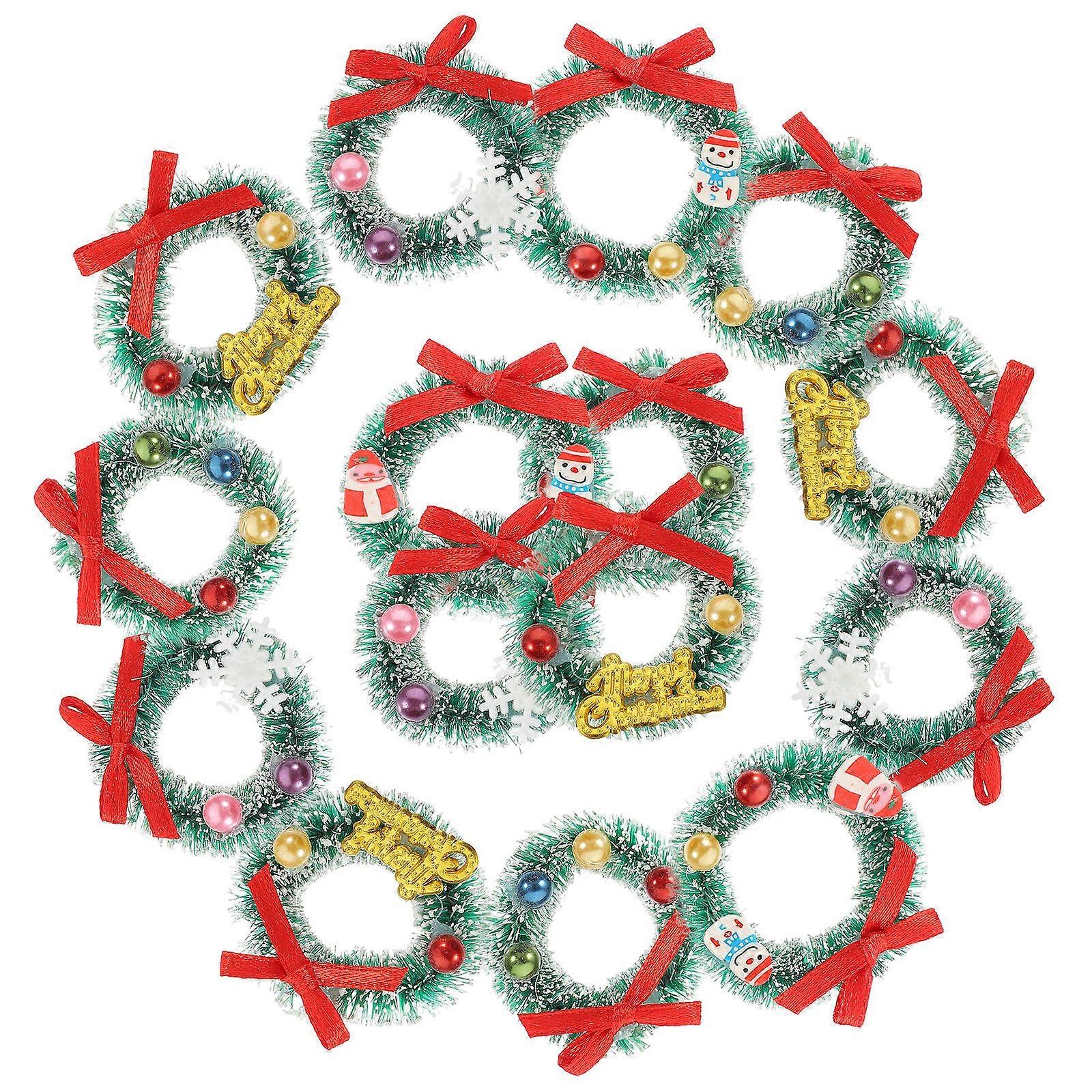 Christmas Wreath Mini Decorations for Doll House with Resin Material Assorted Color 20pcs