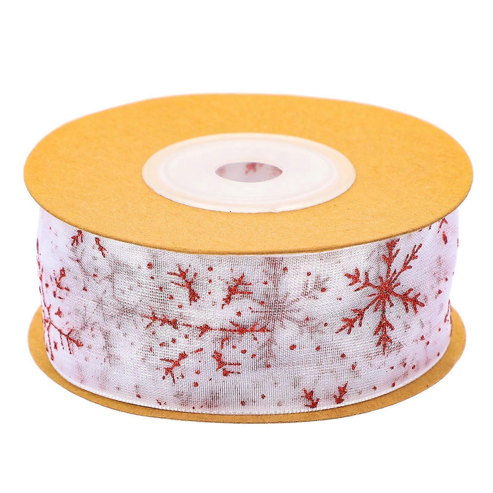 Snowflake Organza Ribbon 1 Roll Red Wired Ribbon Gift Wrapping Party Decoration 1000cm X 2.5cm Durable Craft Works