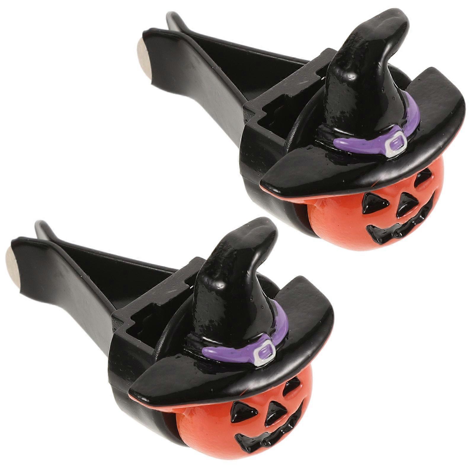 2Pcs Halloween Car Interior Decorations Skull Design Air Freshener Using Orange Resin To Enhance The Halloween Atmosphere