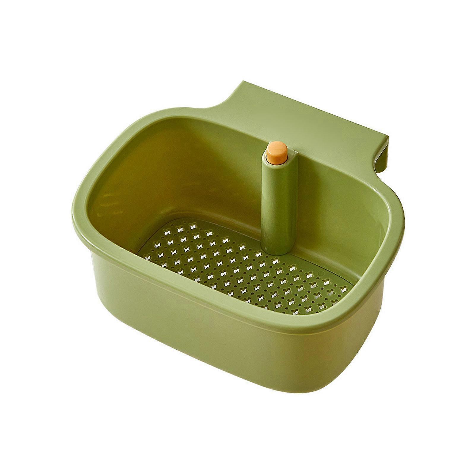 Space Efficient Sink Strainer Press Dumping Drain Basket Compacts Kitchen Storage Tray Plastic Food Catchers Organizers  Green