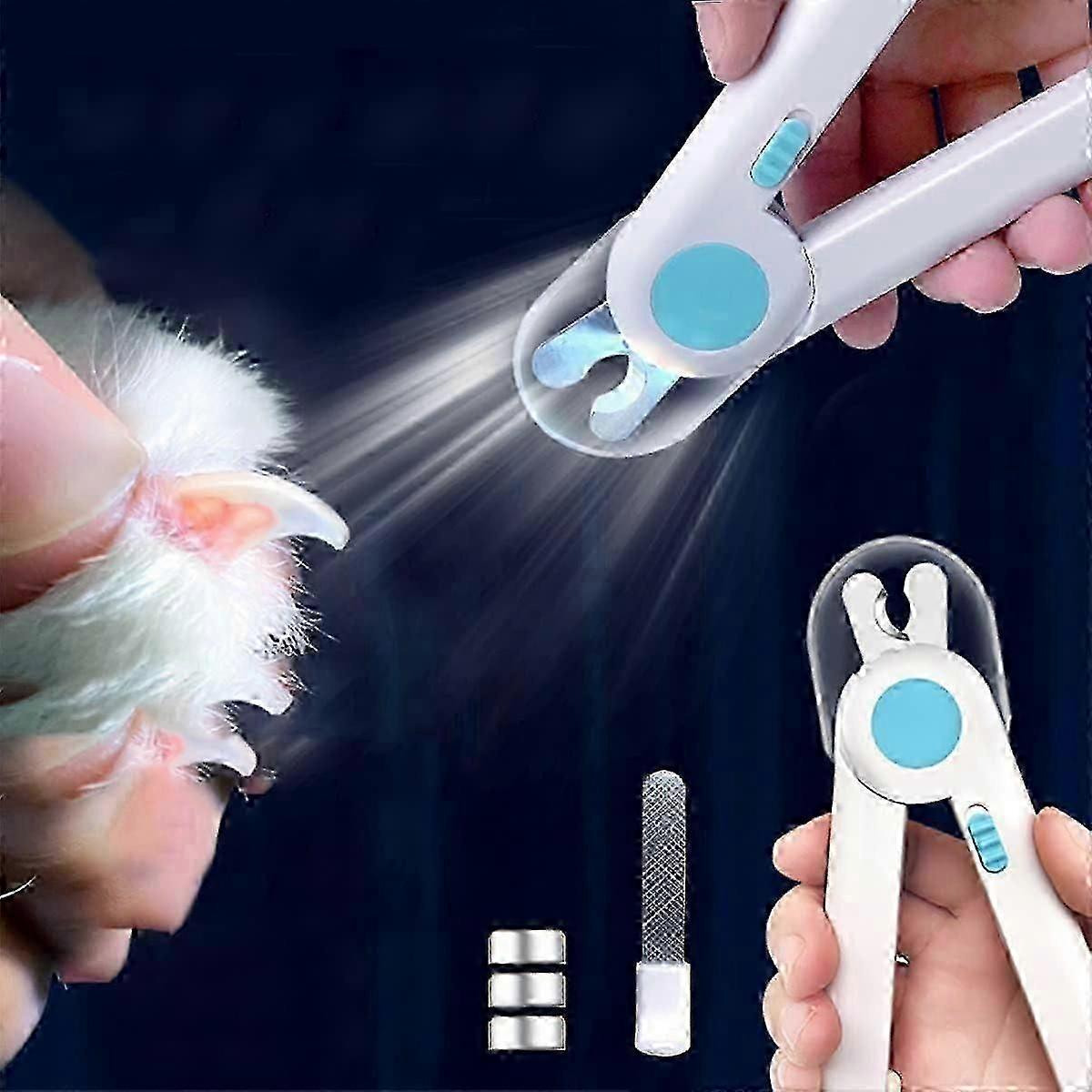Nail Clippers with LED Light for Cats and Dogs - Claw Grooming with Nail File and Guard