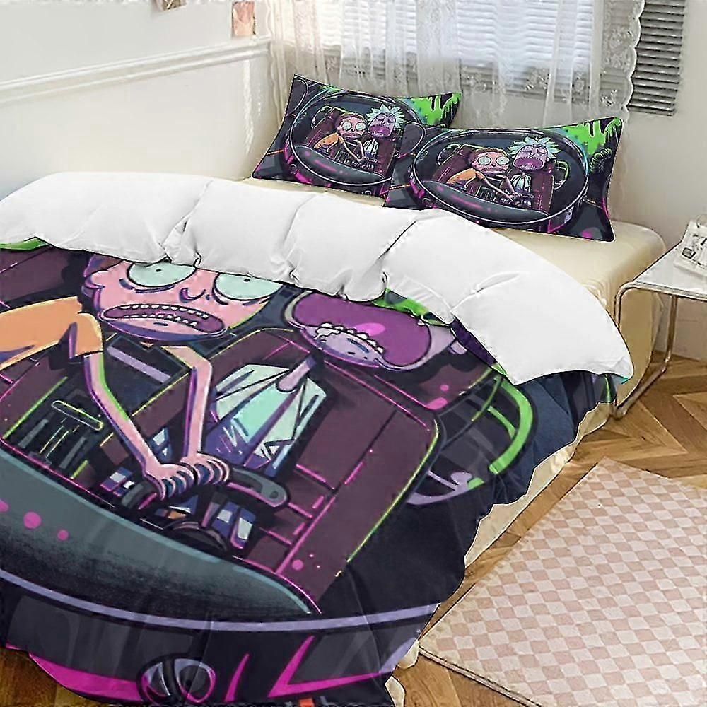 v2008 Bed Sheets Bedding Rick And Morty 3-Piece Bedding Set Soft Warm And Comfortable Bed Set with 1 Duvet Cover And 2 Pillowcases Bed Sheets yuq200