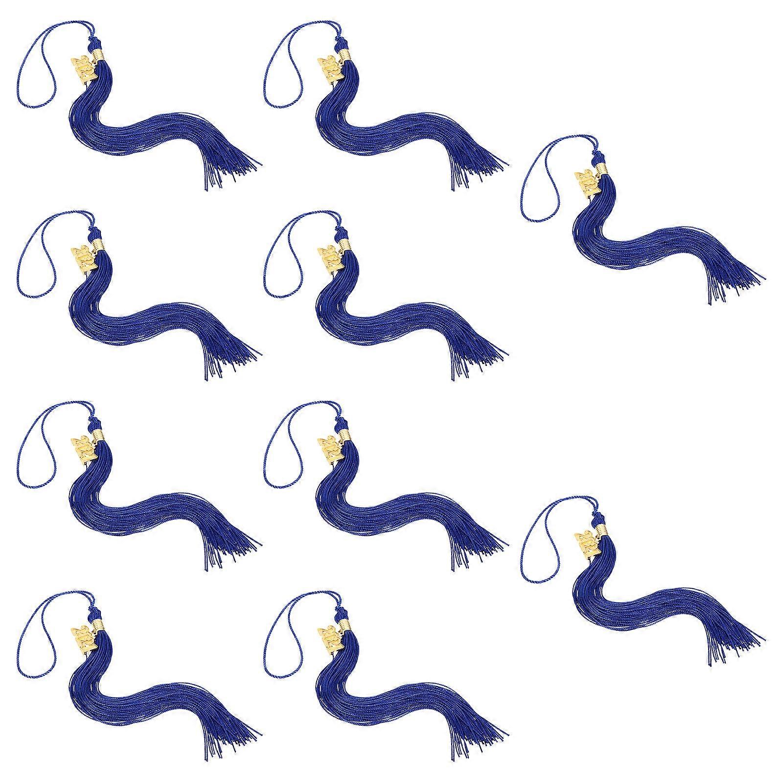 Graduation Hat Tassel 10Pcs Blue Polyester Durable Keepsake for Decoration Use