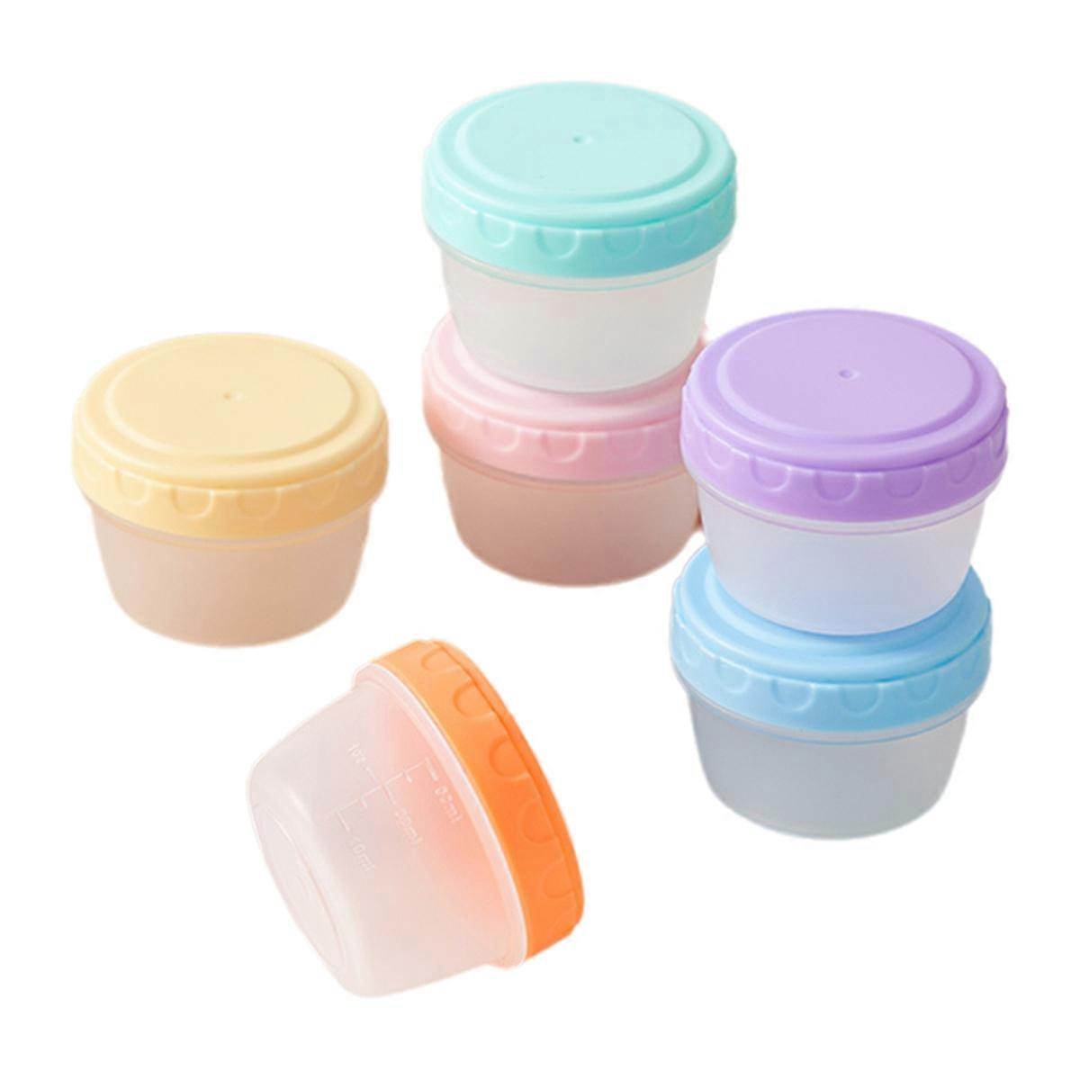 6 Pack Salad Dressing Container to Go with Lids,Tiny Condiment Containers with Graduated Lines, Reu