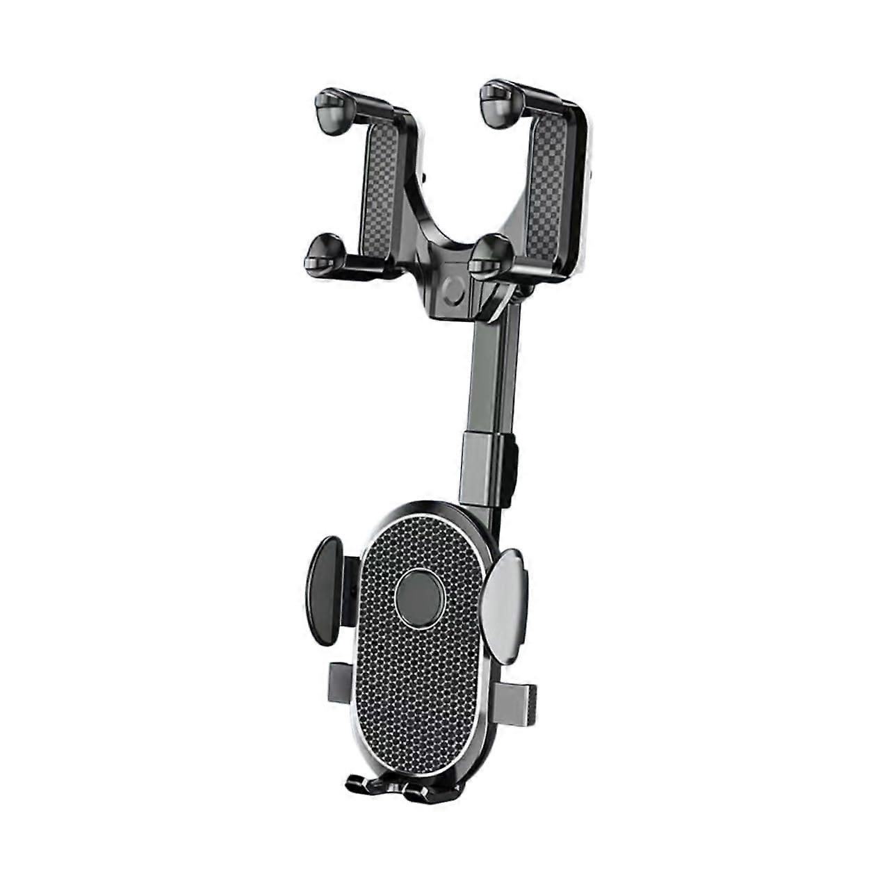 Rear View Mirror Phone Mount Rotatable GPS Holder for Safe Driving Compatible with All Smartphones, Adjustable and Durable Design