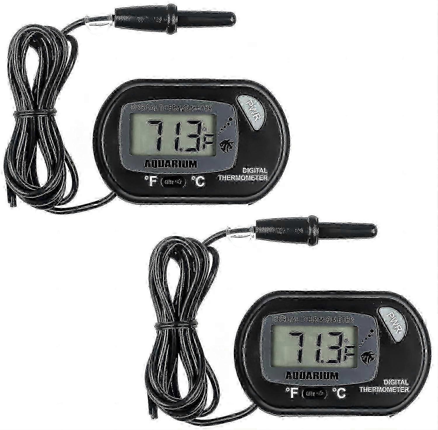 2Pcs Digital Aquarium Thermometer for Fish Tank with Temperature Display and Free Switching Function