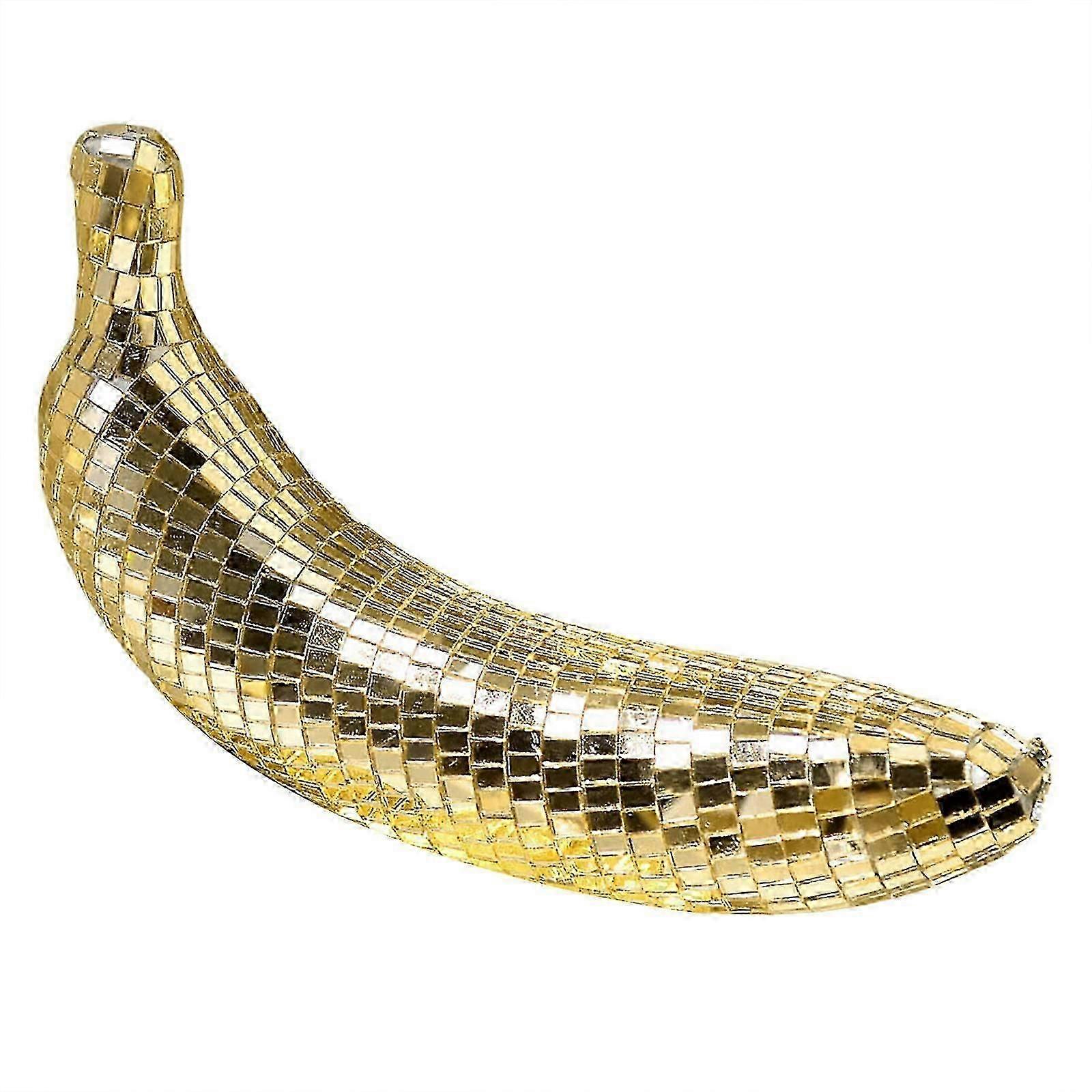 Sparkling Banana Figurine Disco Ball Fruit Statue for Dance Party & Event Decor