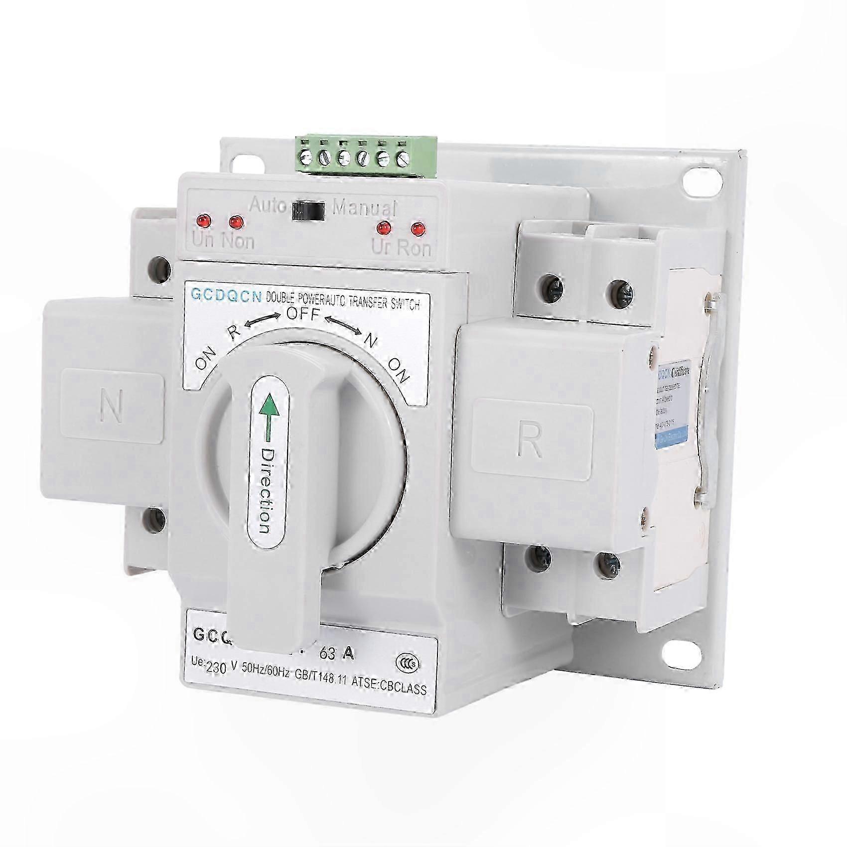 Automatic Transfer Switch 2P63A Dual Power Gear for Single Phase 220V Home Use