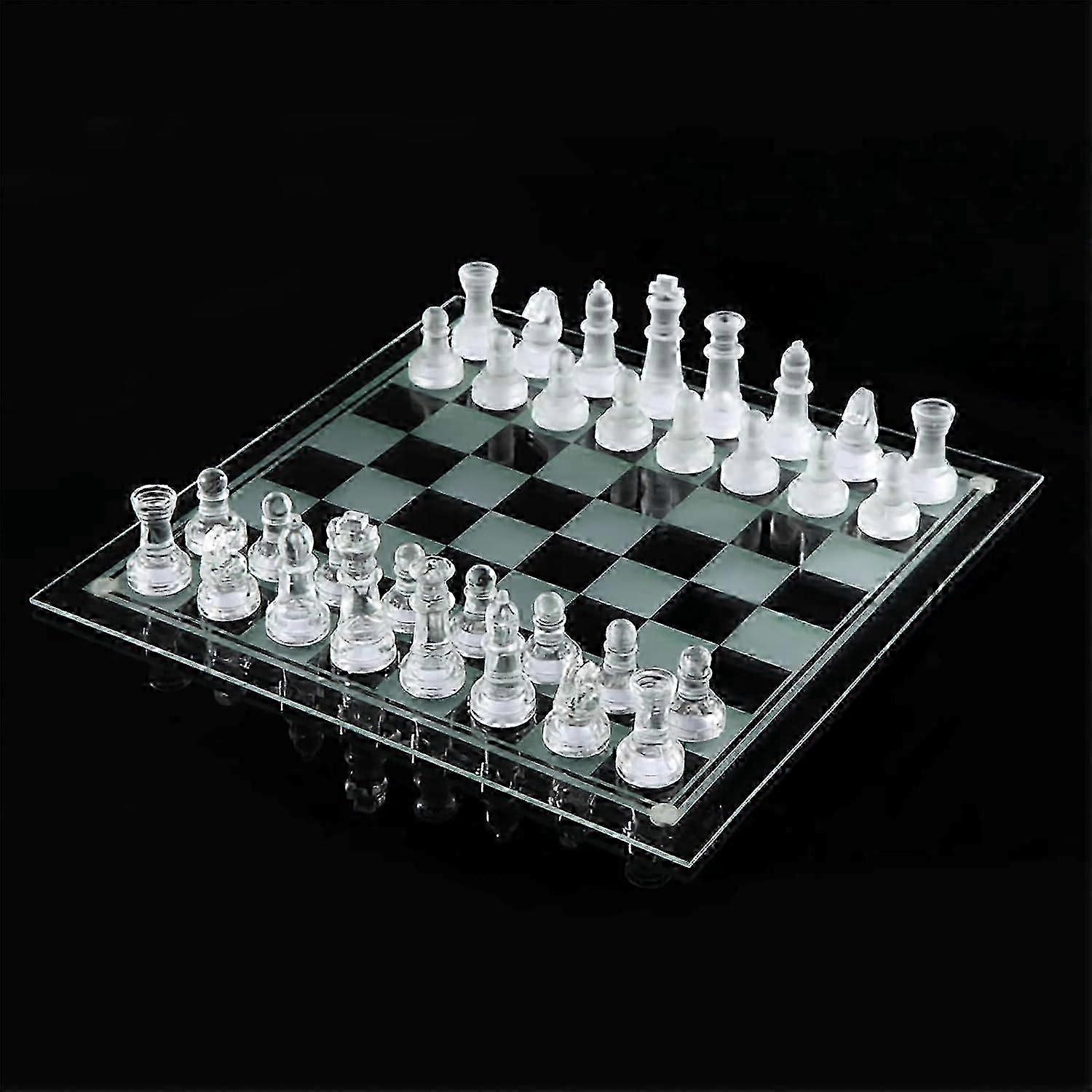 Elegant 10" Glass Chess Set - Premium Quality Board Game for All Ages for Chess Enthusiasts and Home Decor