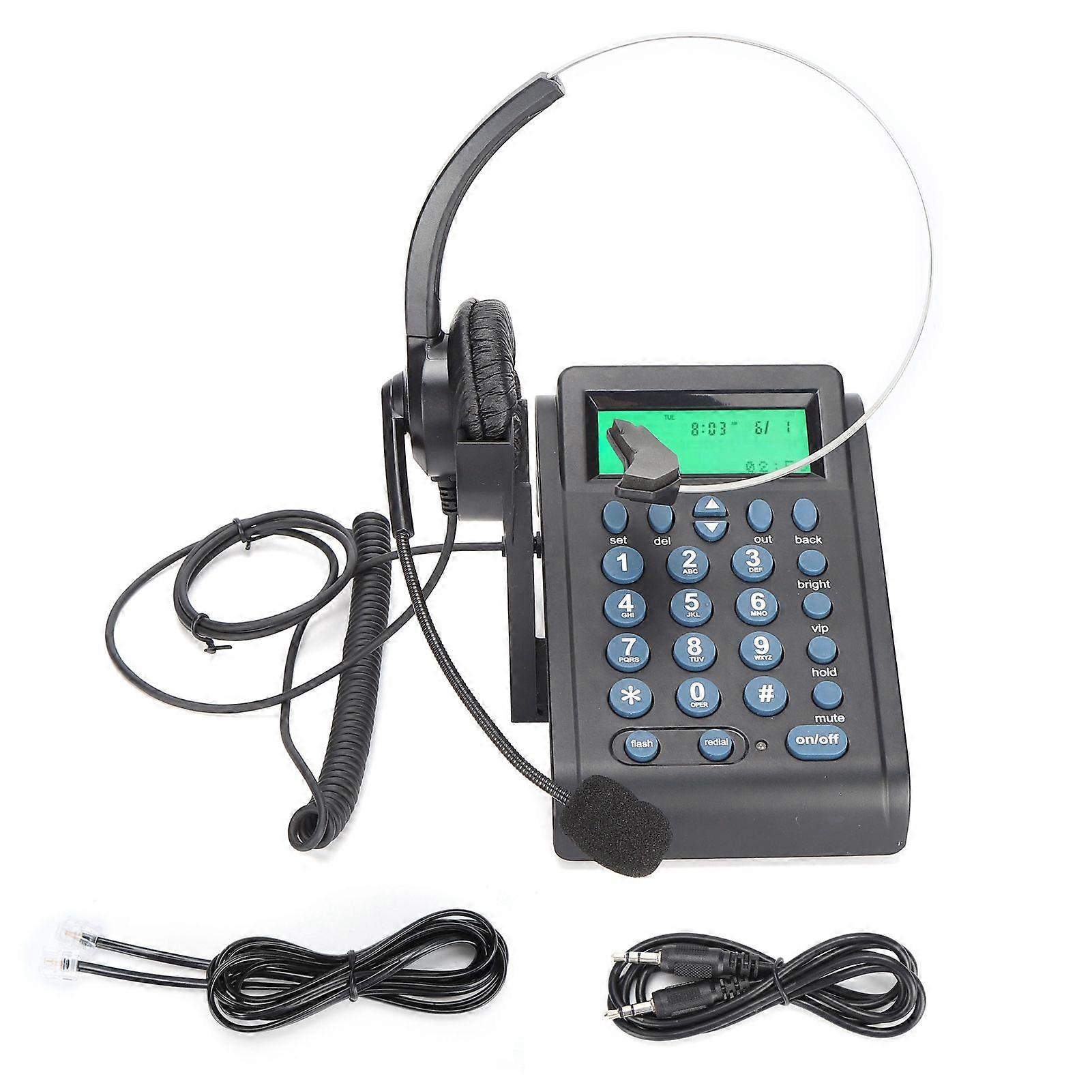 HT910 Call Center Wired Telephone with Headset Telephone with Omnidirectional Headset Set for Office Home