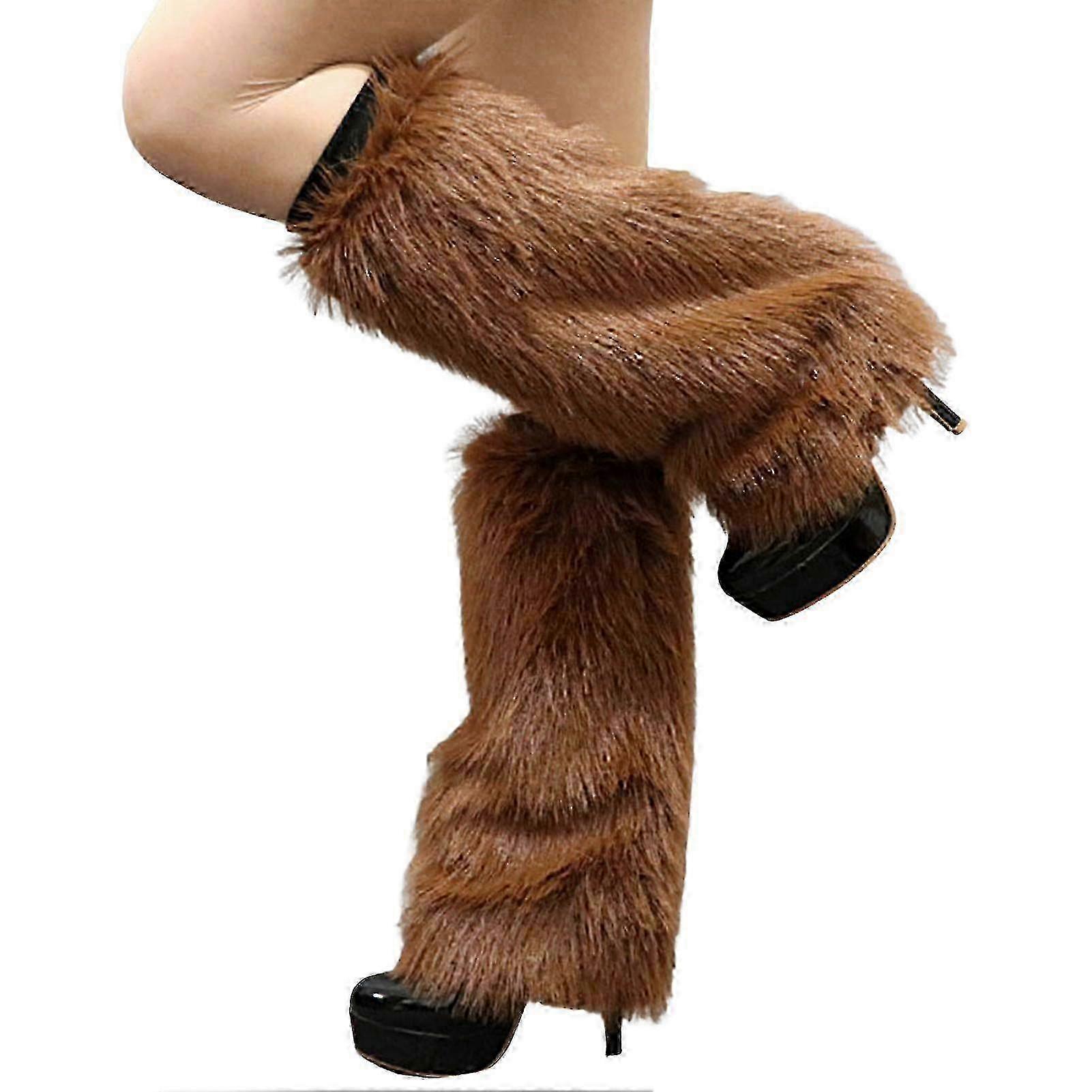 1 Pair Plush Elastic Solid Color Thick Leg Warmers Autumn Winter Wo...