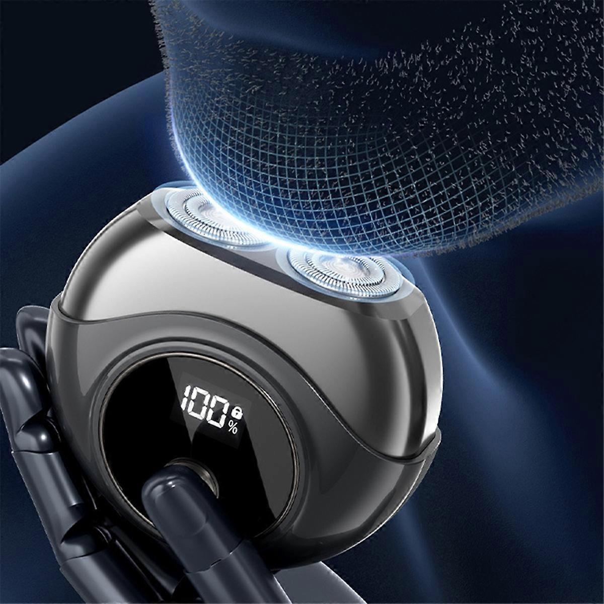 Mini Electric Shaver High Speed Motor Waterproof USB Rechargeable Shaver Travel Portable Rotary Shaver Black
