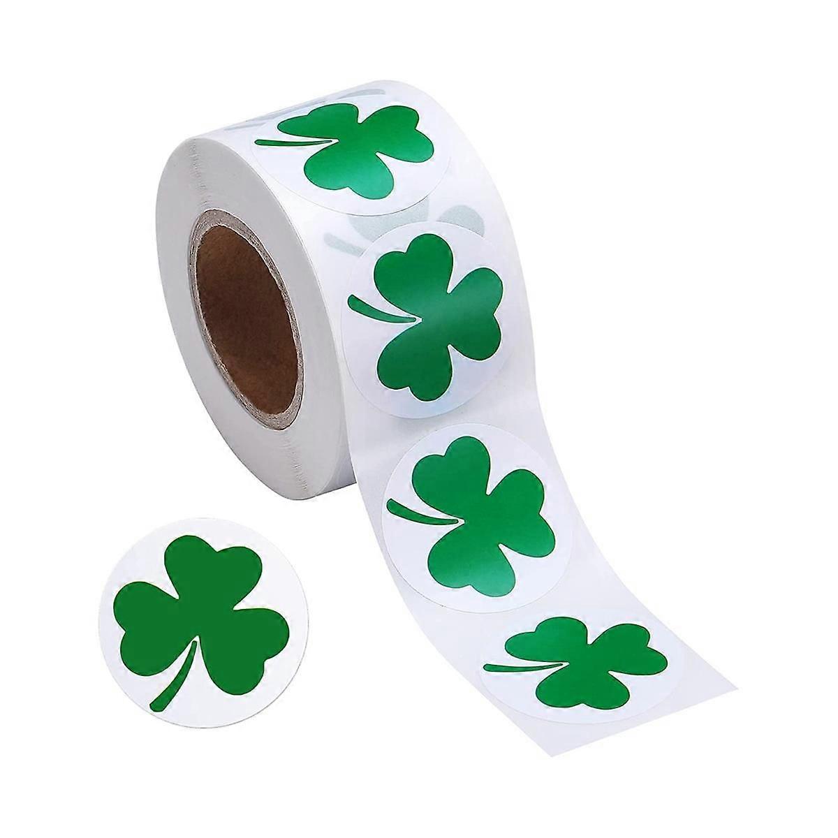 500 Pieces St. 's Day Stickers Shamrock Roll Stickers 1-1/2 Inch Adhesive Label for Decoration and