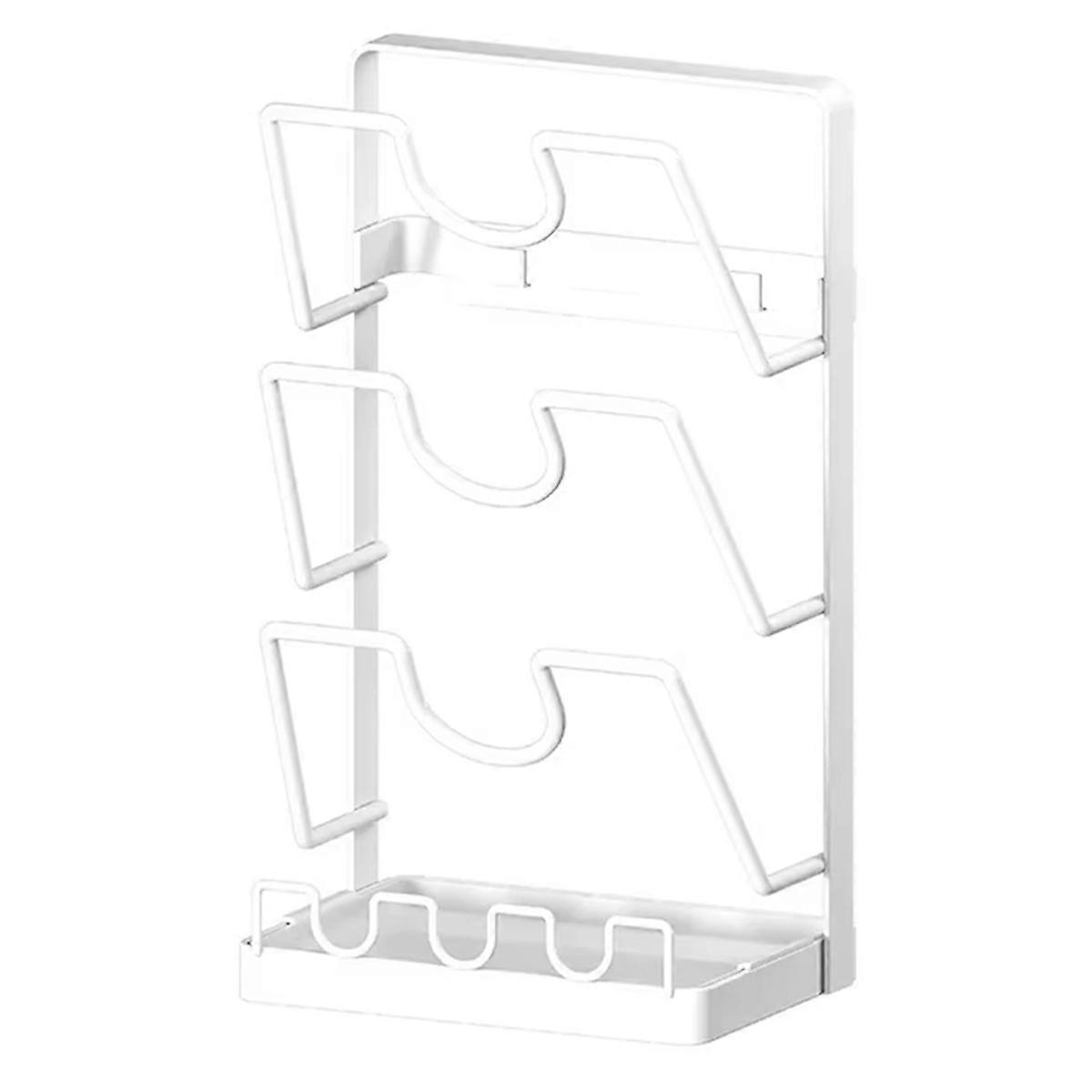 Multifunctional Kitchen Storage Rack - Wall-Mounted Pot Cover, and Cutting Board Organizer with Drain Rack Large
