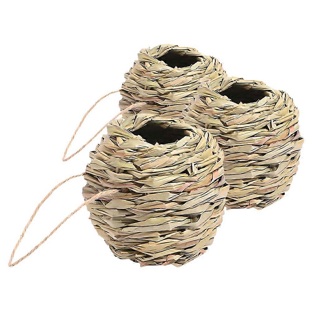 Natural Straw Bird House for Small Birds Durable and Stable 3 Pcs