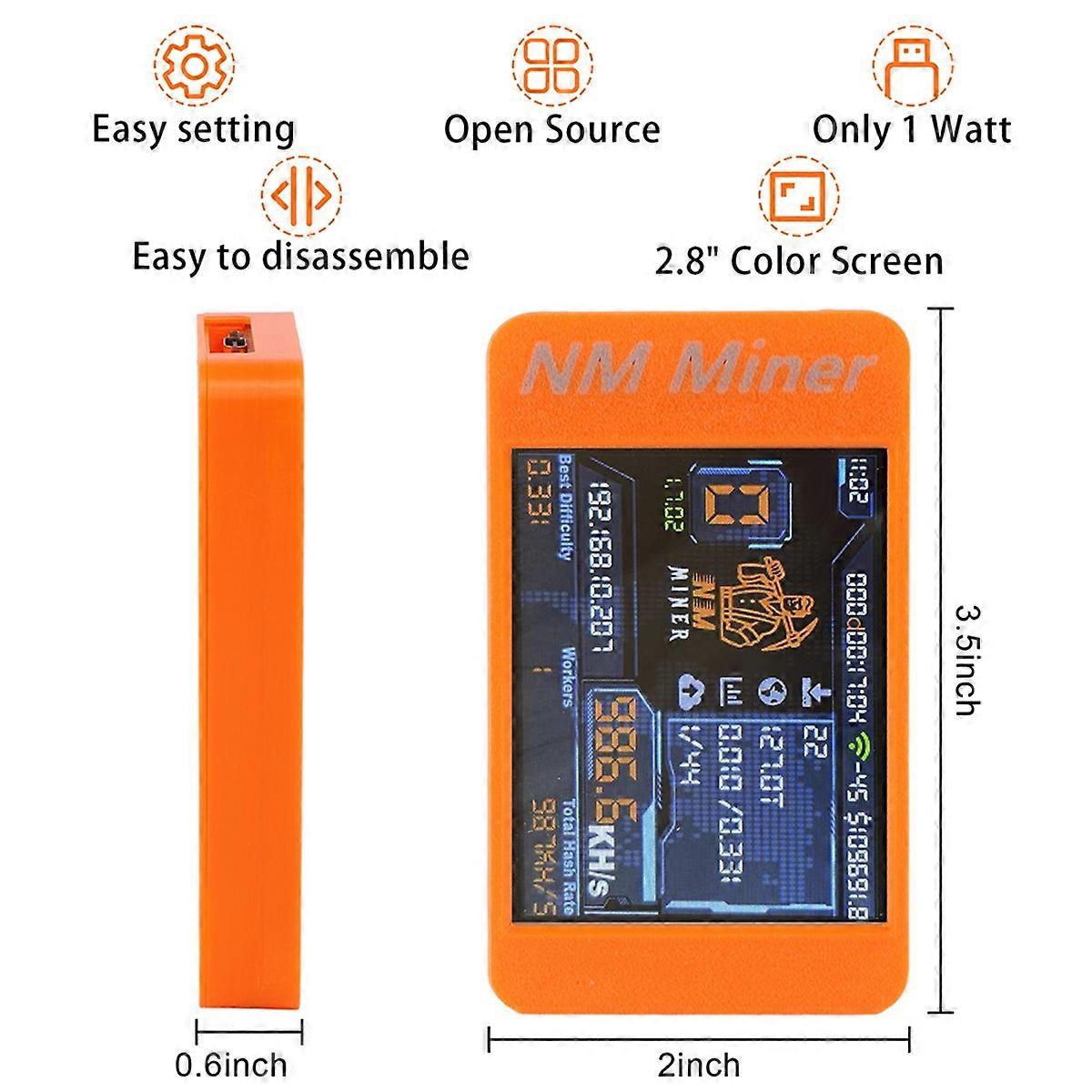 Bitcoins Miner NM Miner Upgrade V2 980KH/S 2.8 Inch Color Display DIY Solo Miner  Crypto