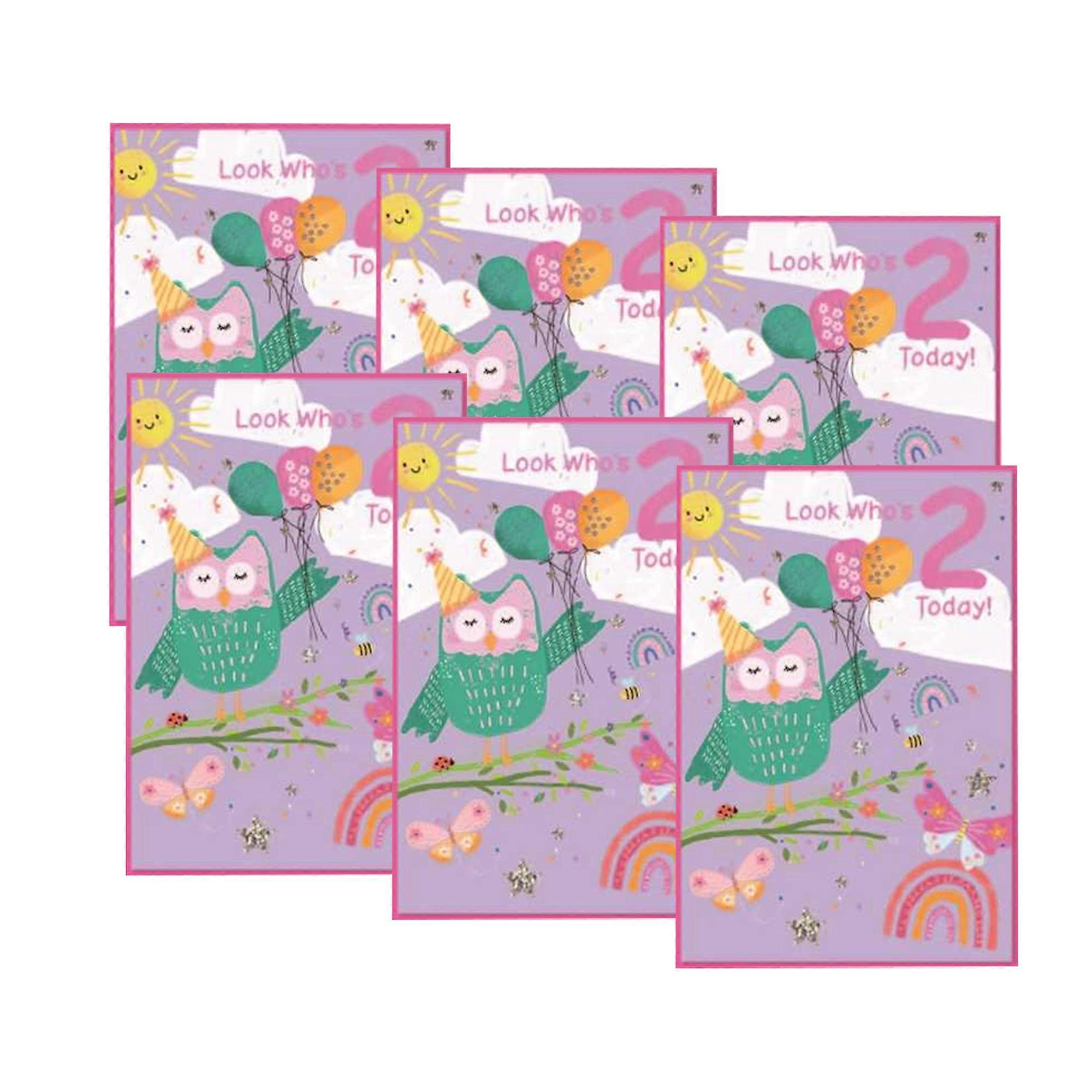 Simon Elvin Look Who's 2 Today! Owl Birthday Greetings Card (Pack of 6)