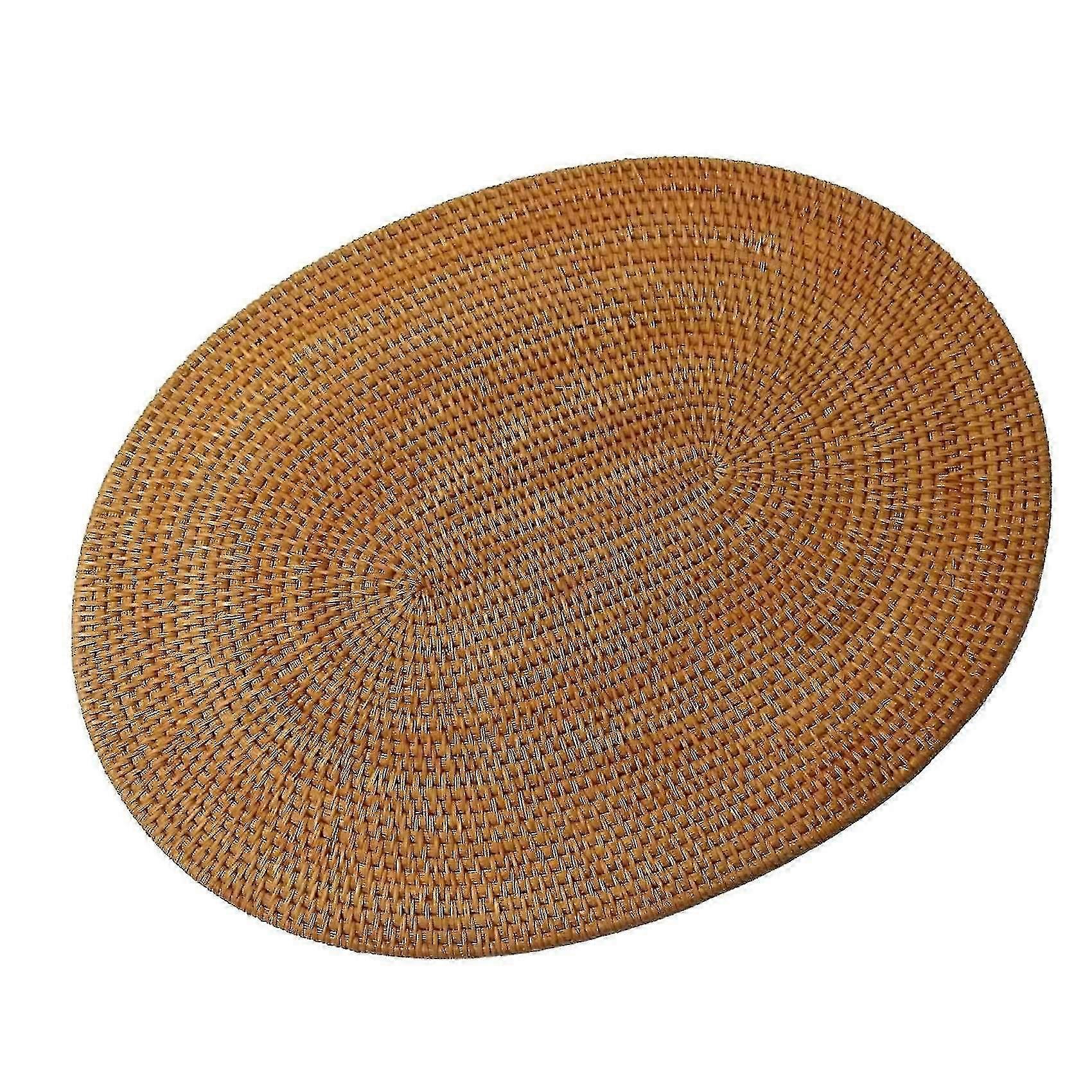 Rattan Woven Placemats Oval Round Table Mats Non Slip Heat Resistant Place Mat Natural Multipurpose-YUHAO