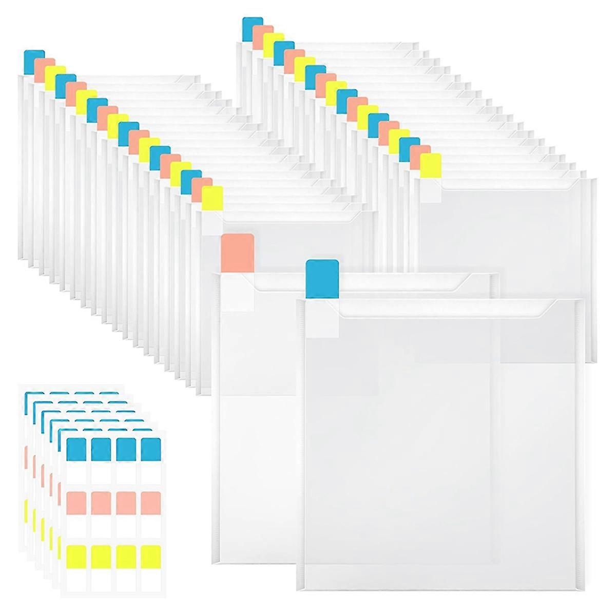 60 Pack Scrapbook Paper Organizer 6.77 X 6.57in Clear Cardstock Scrapbook Organizer Bag with 120 Pcs Sticky Index Tabs