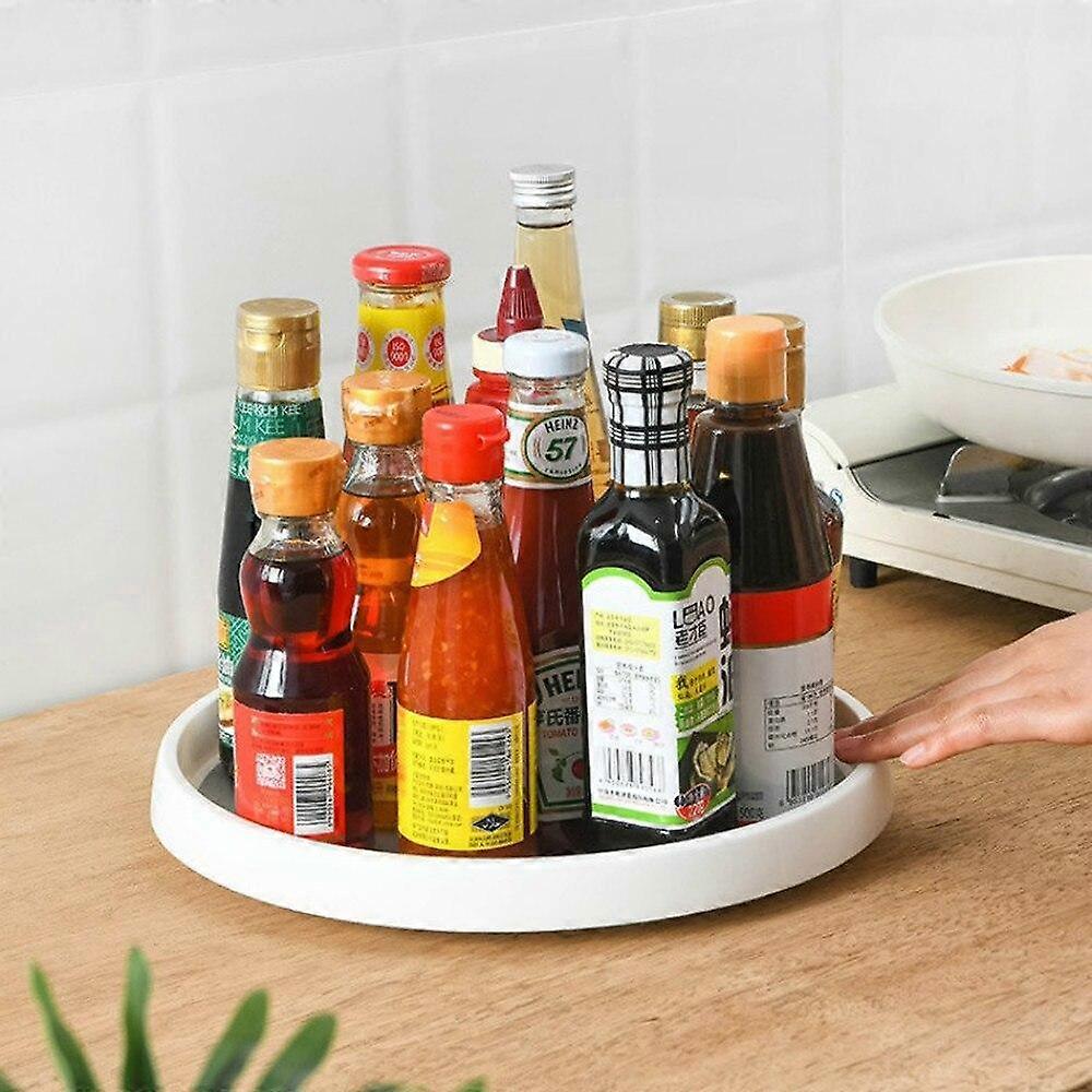Round Rotatable Kitchen Storage Box Desktop Cabinet Spice Bottle  Mounted Kitchen Racks