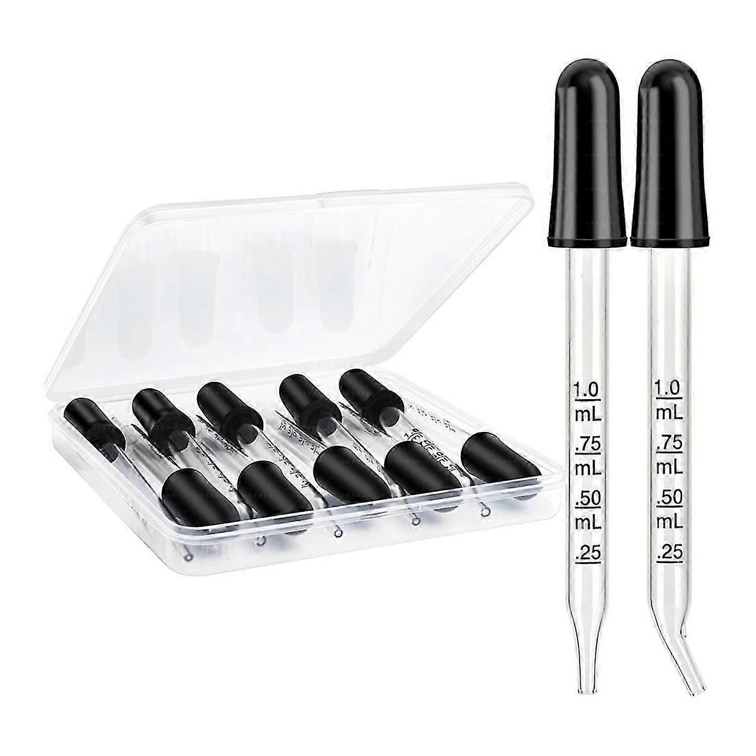 Glass Eye Droppers - Curved and Straight Tips, 1 mL Pipette Droppers