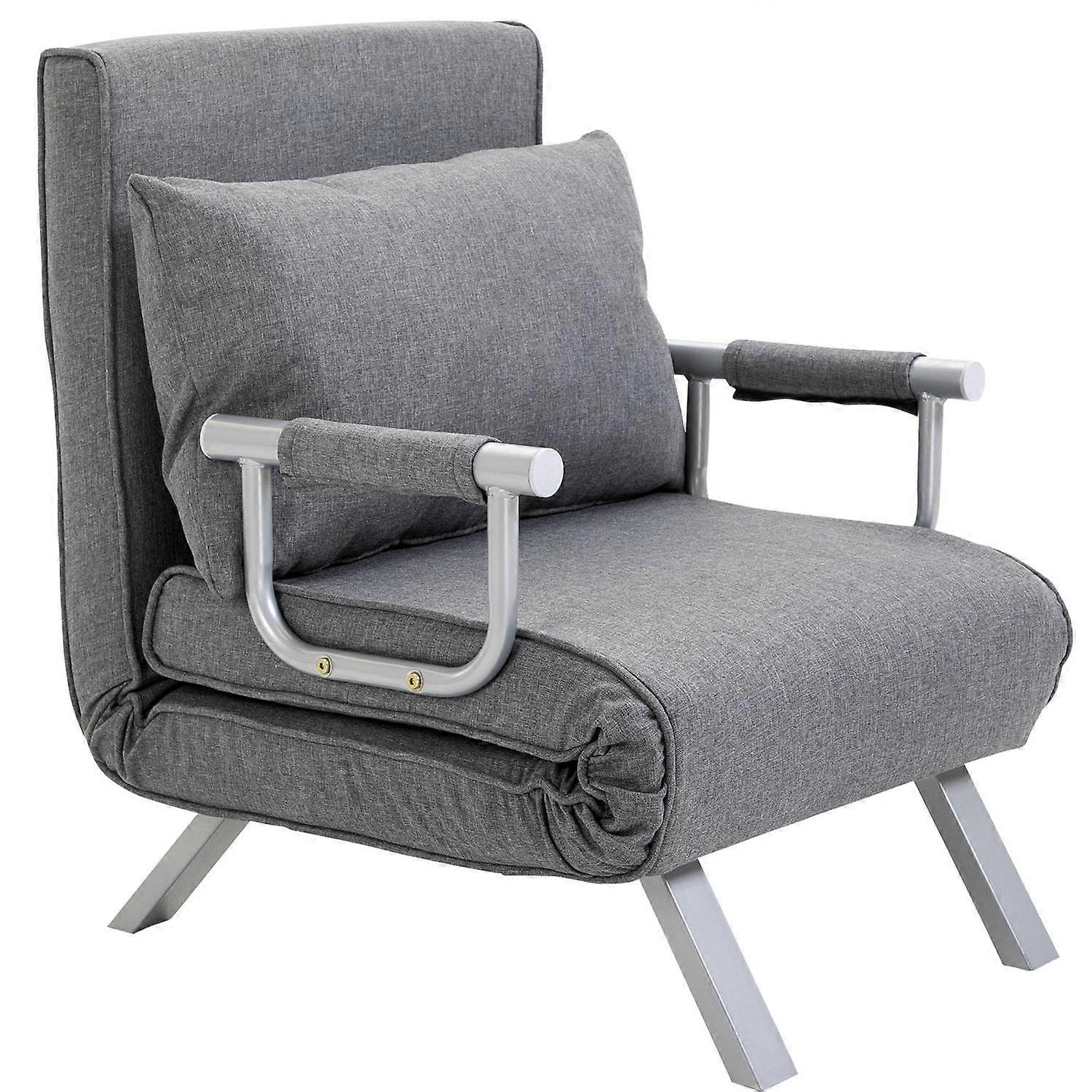 Convertible recliner with bed function, grey, 65x69x80 cm