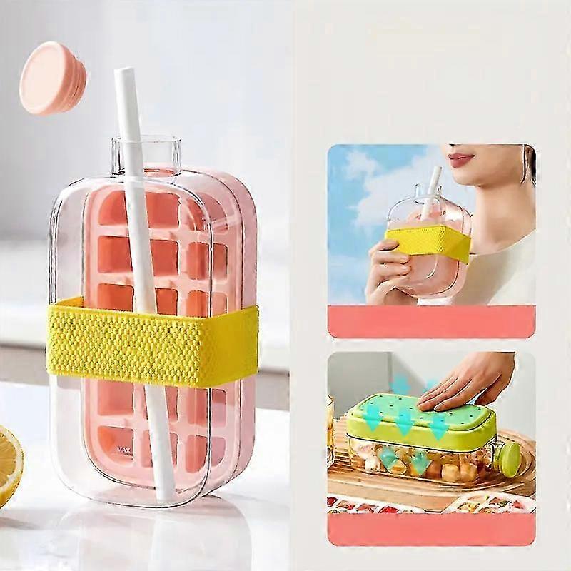 Ice Cube Tray With Straw Food-grade 2-in-1 Ice-make Pressing Mould Ice Drink Bottle Ice Cube Maker Perfect For Outdoor Activity 2025