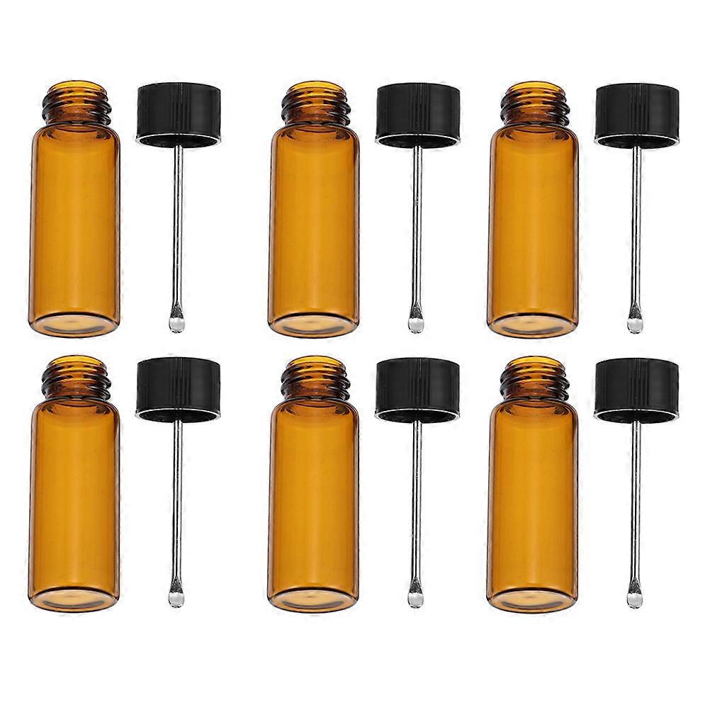 Glass Sample Bottles Portable Mini Bottles for Storage with Spoon 6Pcs