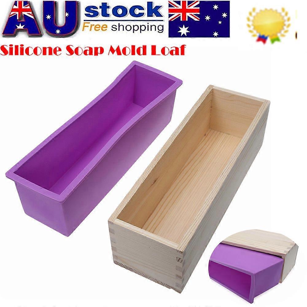 DIY Soap Mold Flexible Rectangular Silicone Mold with Wooden Box