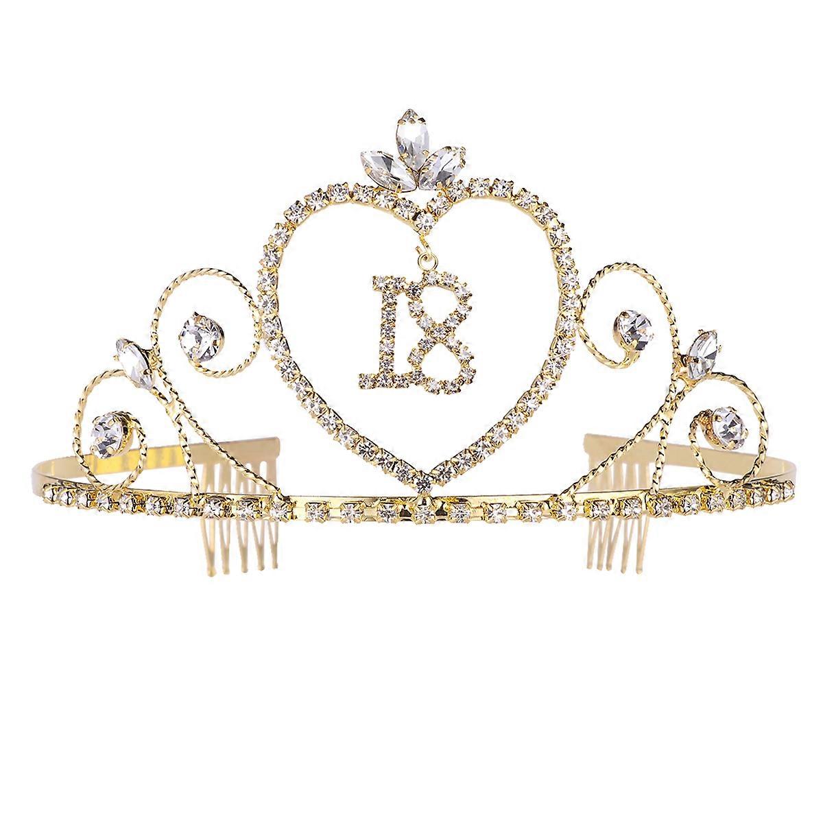 Birthday Crown Alloy Comb Crown for Decoration 1Pcs with Rhinestone Golden