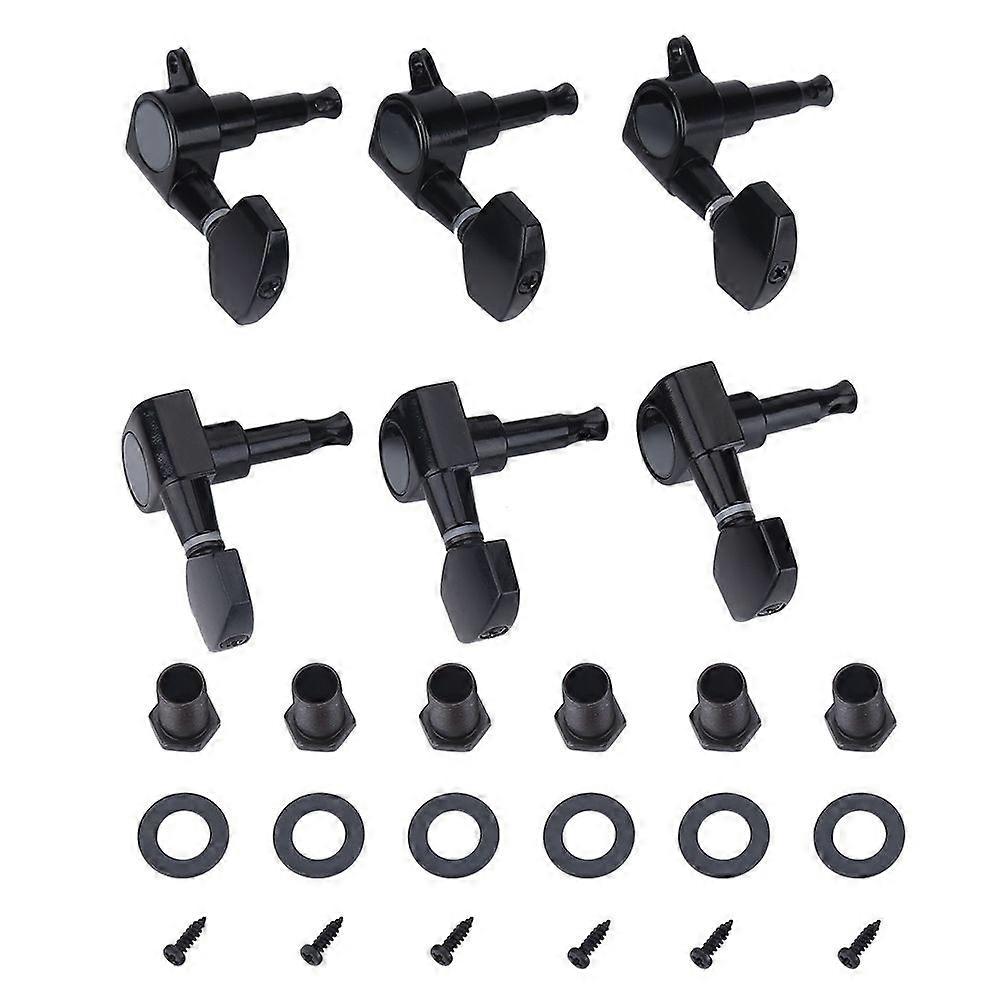 3L 3R Black Closed Zinc Alloy Machine Heads String Tuning Pegs for Folk/Electric Guitar
