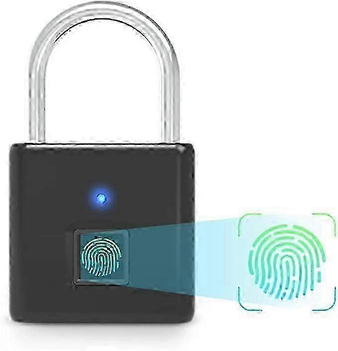 Fingerprint Padlock Smart Padlock Keyless Biometric USB Charging Waterproof for Gym Locker, Suitcases, Shed Locker, Storage Units, Luggages