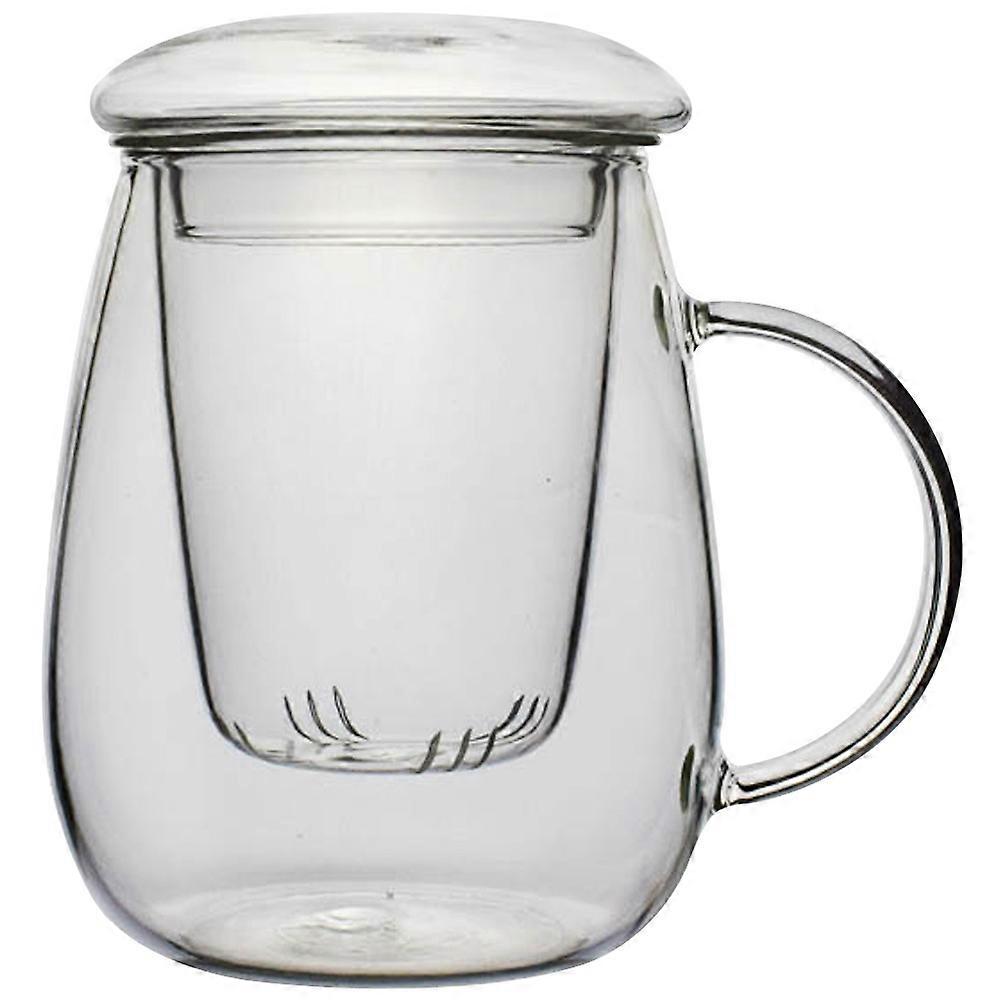 Transparent Glass Teacup Set Mushroom Shape for Office Use Beverage Container Filtration 1Set