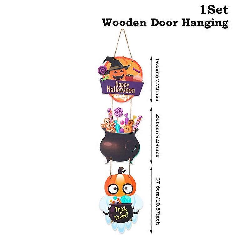 Halloween Wooden Door Hanging Sign Pumpkin Witch Ghost Spooky Front Door Hanger Welcome Sign DIY Halloween Decoration 2025