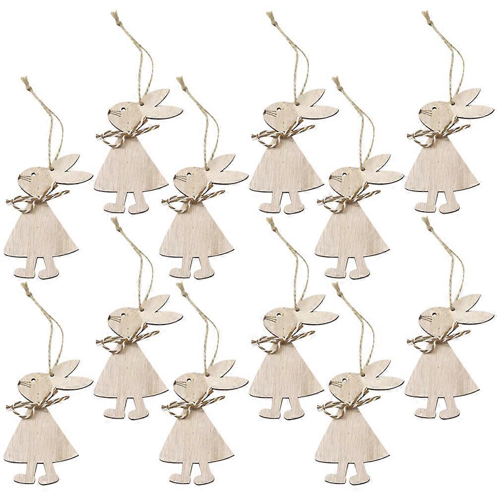 Wooden Hanging Decorations Bunny Ornaments for Easter 24Pcs