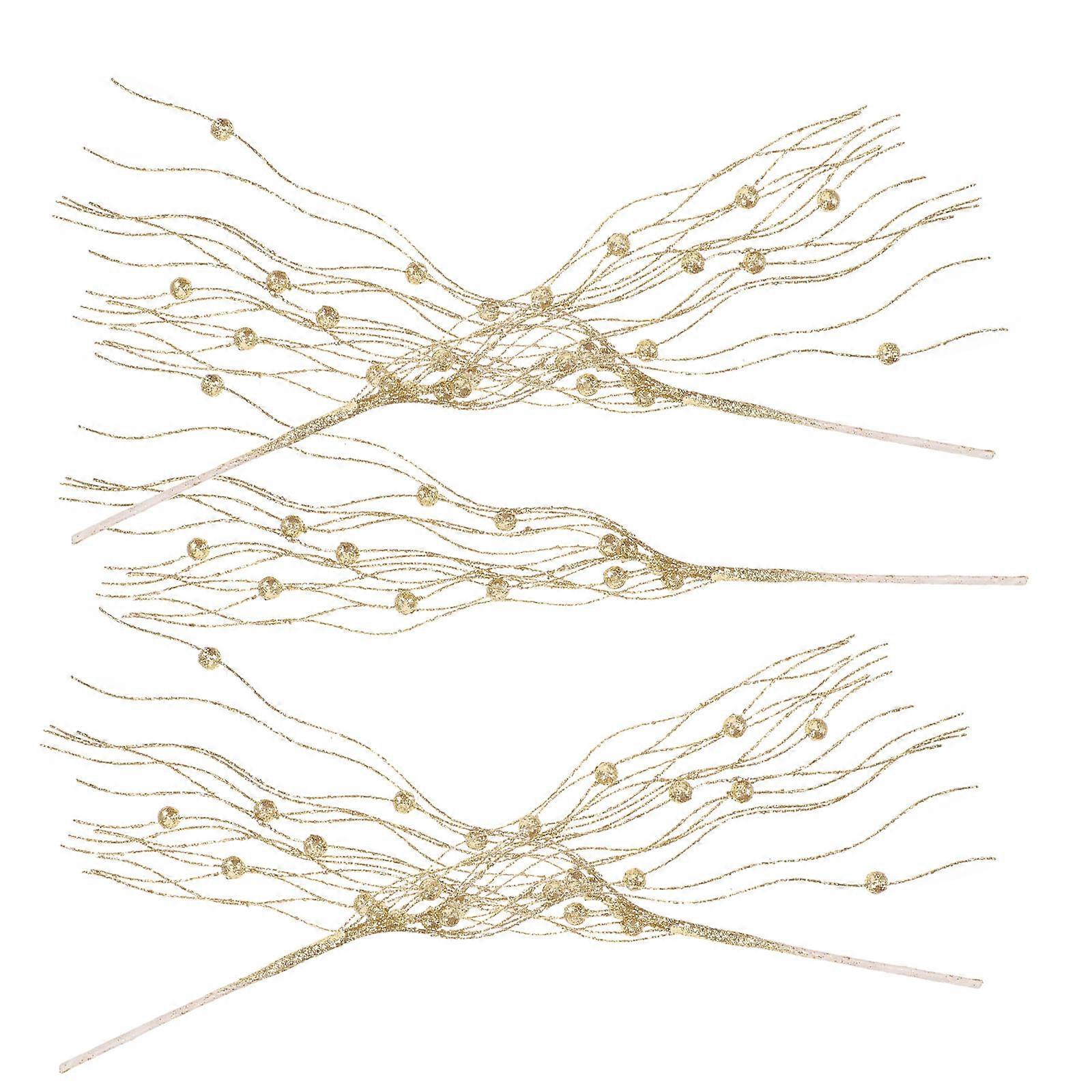 Plastic Artificial Branch Lifelike Stem for Decor 25Pcs Golden Branches