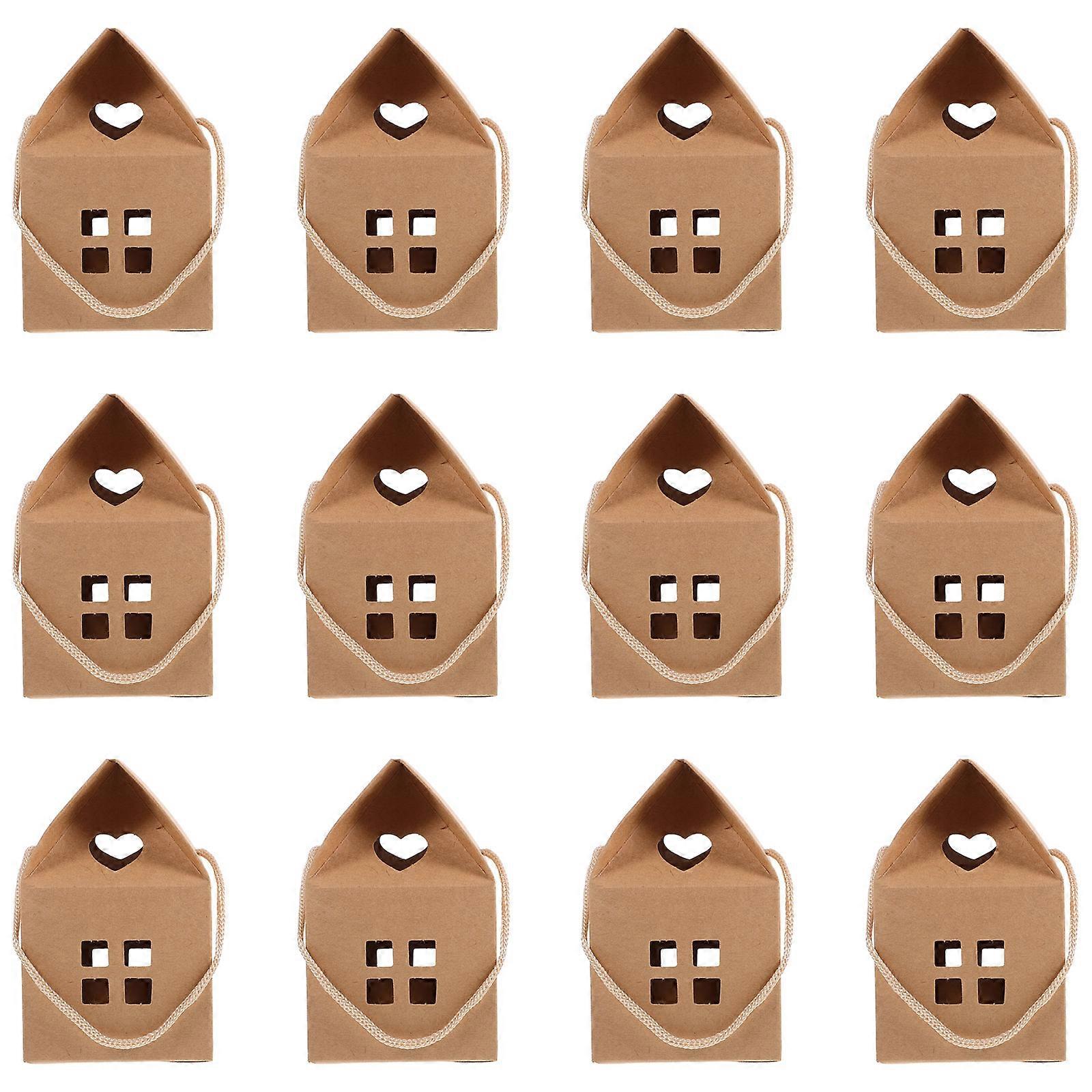 House Shaped Brown Paper Boxes for Wedding Candy 50Pcs Gift Boxes