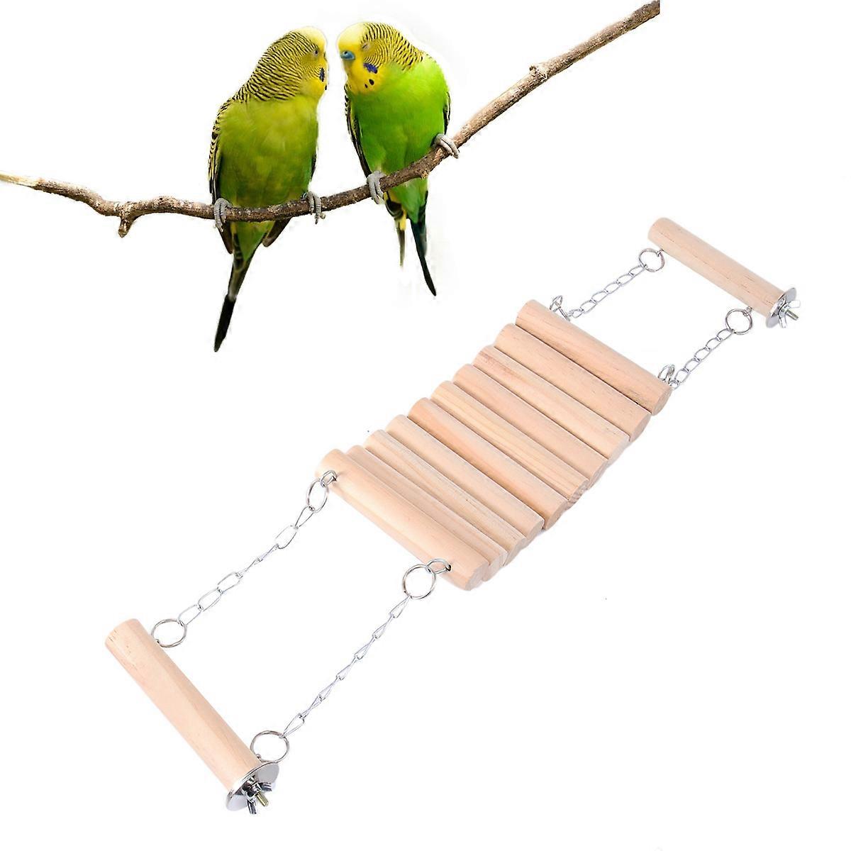 Parrot Swing Toys 2Pcs Round Wood Ladder Toy for Entertaining Birds