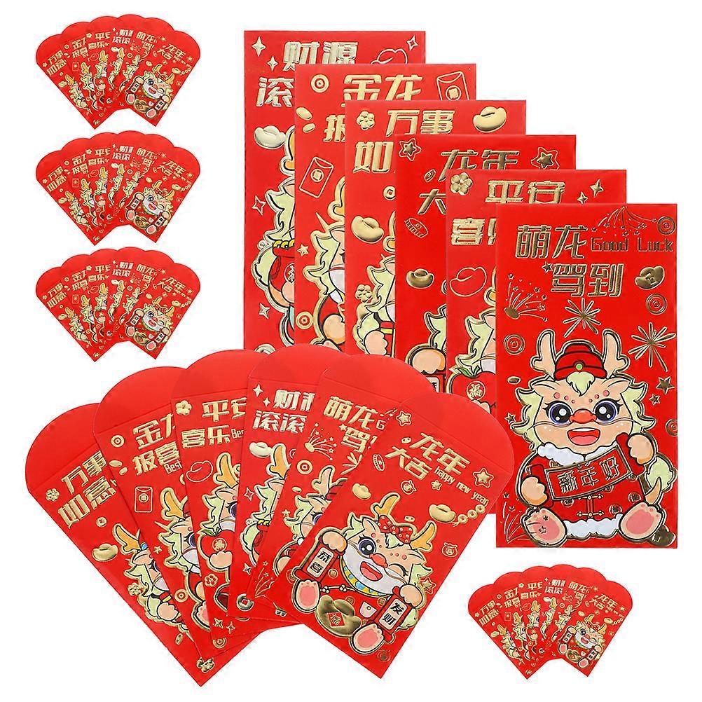 New Year Red Packets Dragon Pattern Red Envelopes for Money 108Pcs