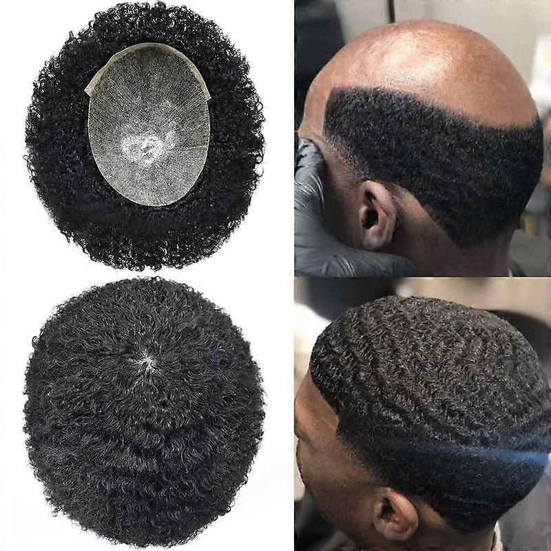 Men Full Poly Skin Afro Toupee Black Men