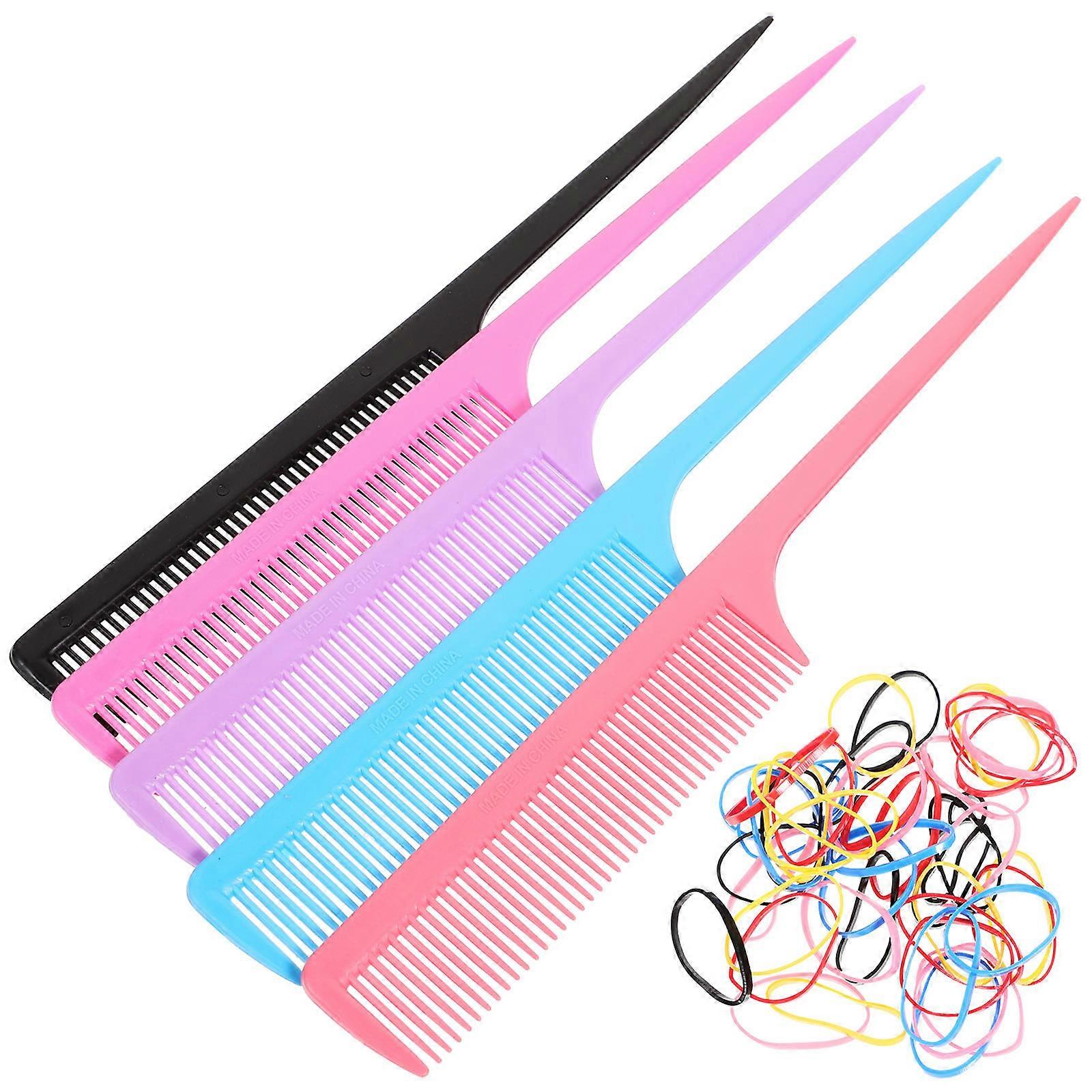 Haircut Combs Barber Styling Combs with Rubber Bands 4Sets