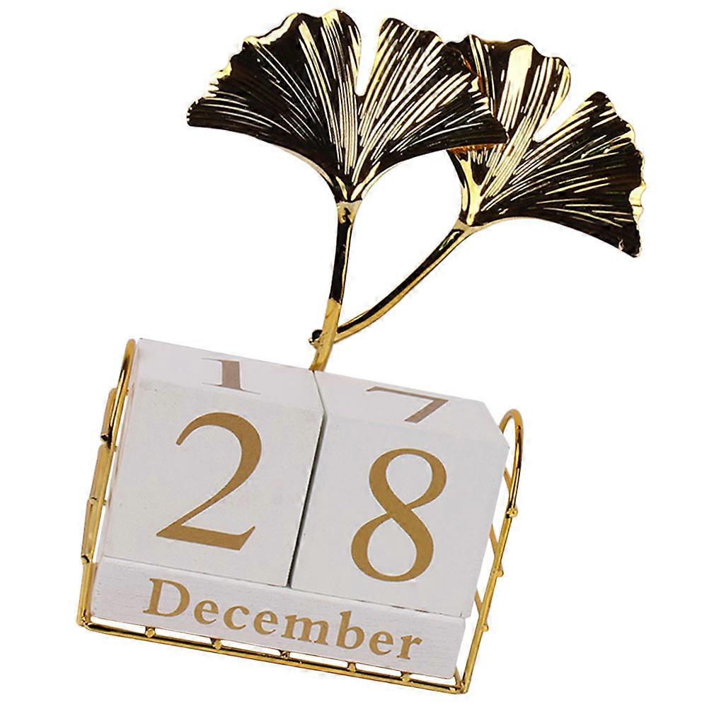 Golden Desk Block Calendar for Home Use 5Pcs Perpetual Desktop Decorative Blocks