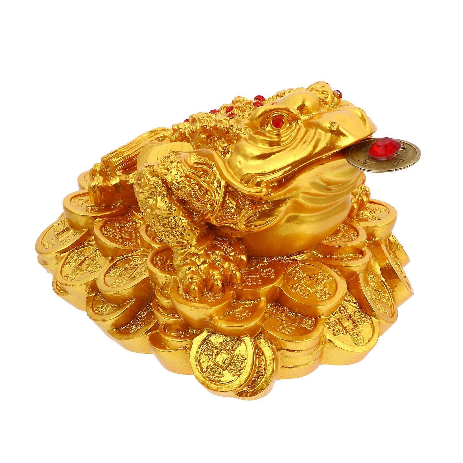 Golden Wealth Toad Figurine for Decoration 2Pcs Toad Sculpture Ornament