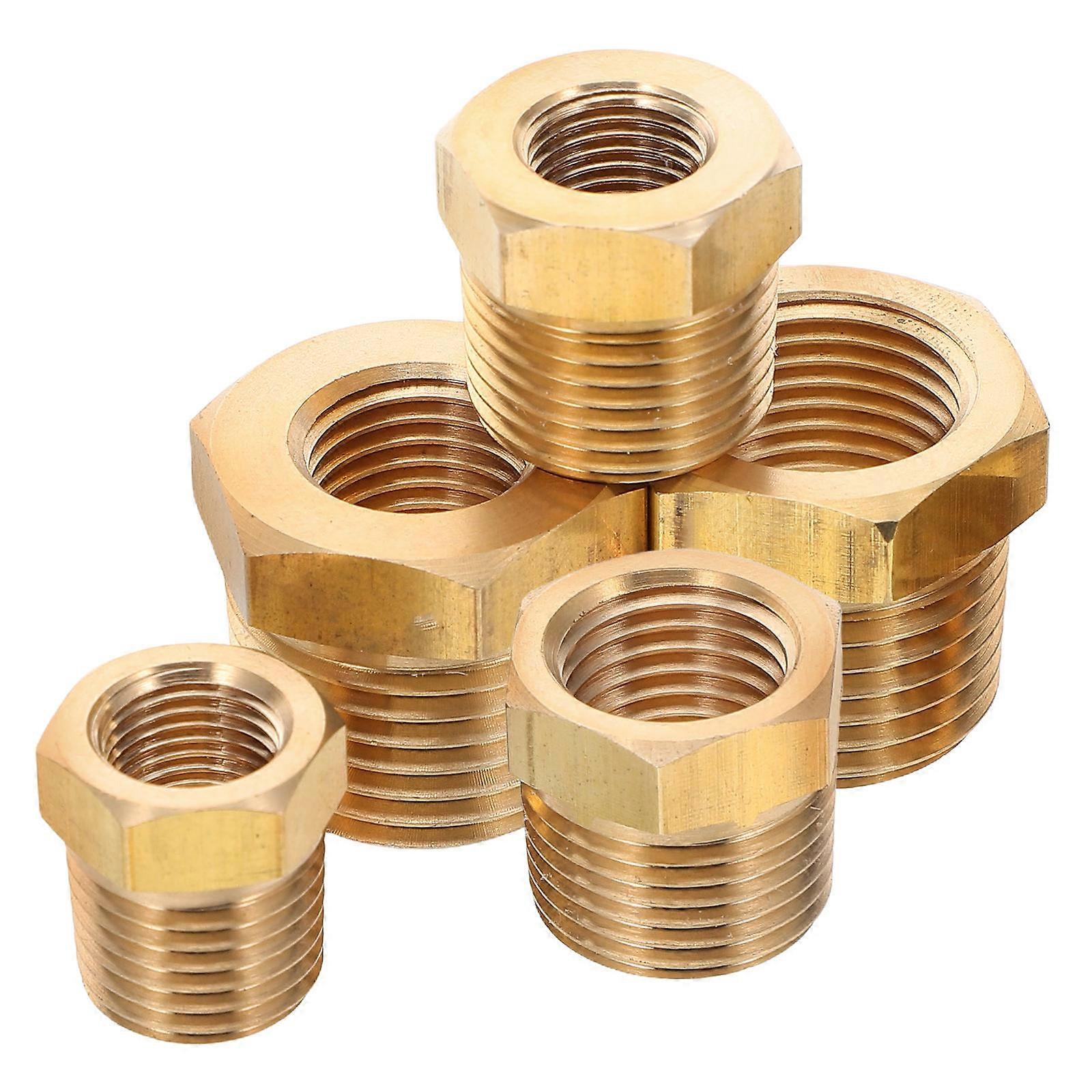 Brass Hexagonal Reducer Bushing for Pipe Fitting 5Pcs Npt Kit