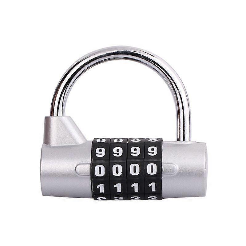 U-Shaped Combination Padlock, 4-Digit Combination Lock (Silver)
